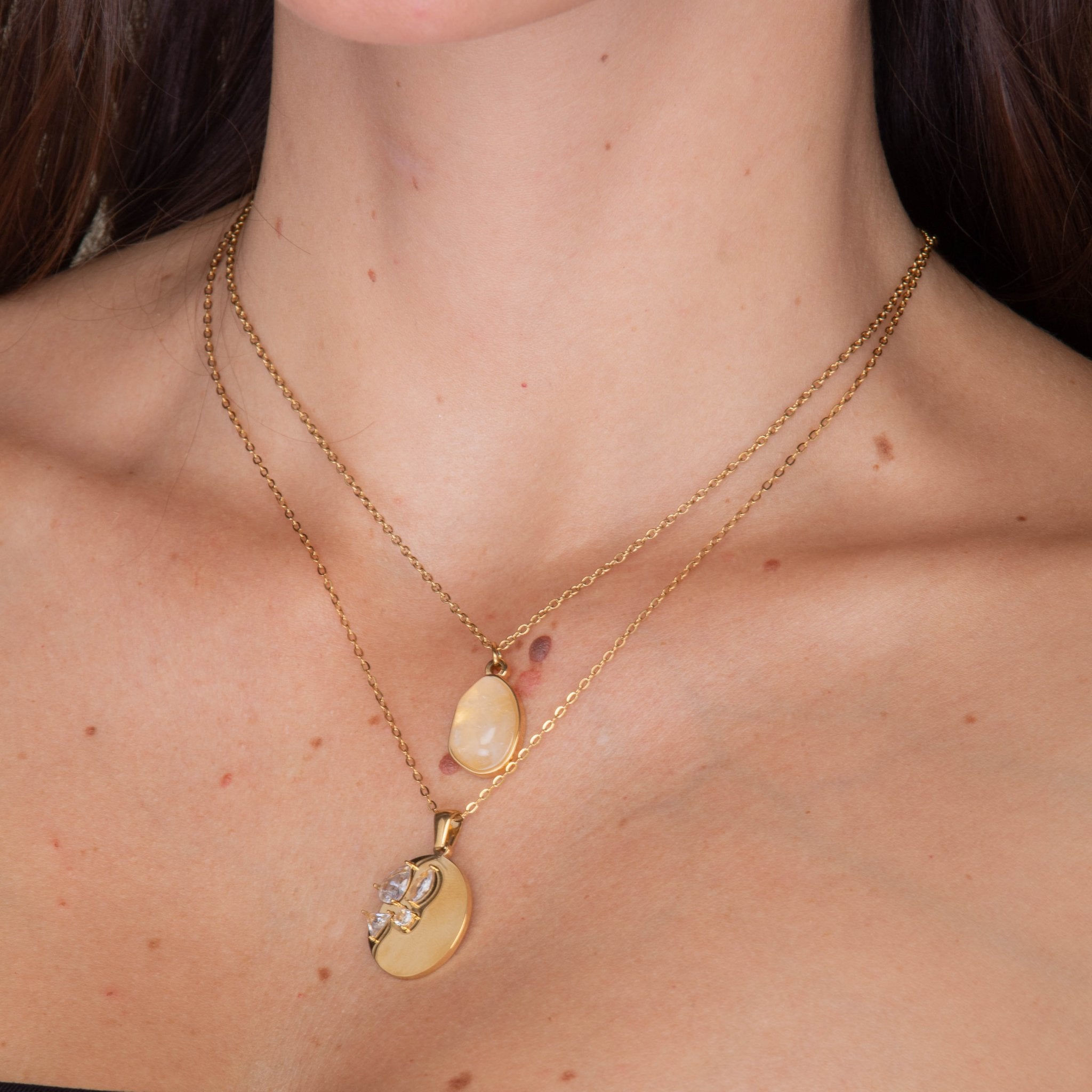 Oval Sapphire Cluster Pendant Necklace - Camile & Stone