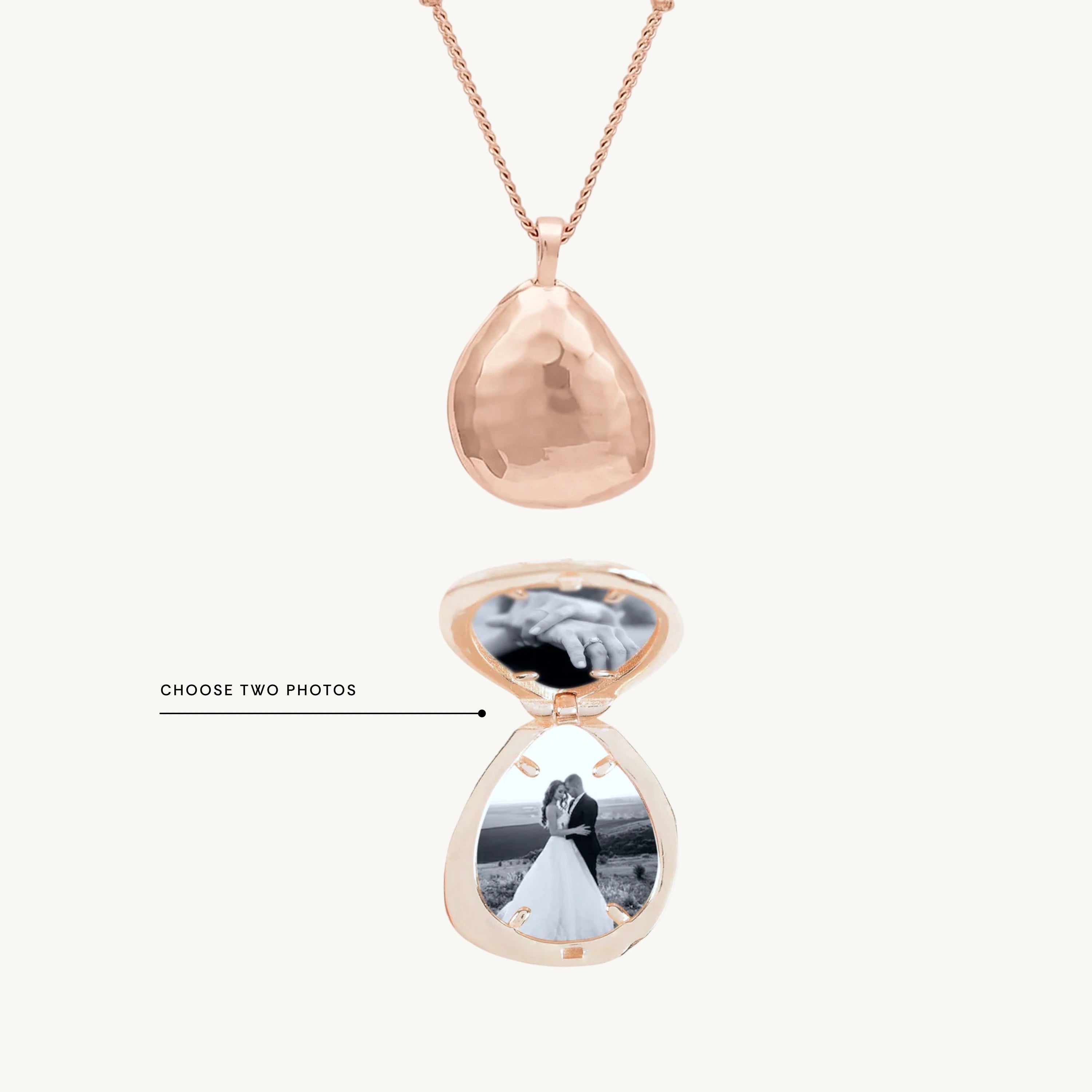 Oval Molten Photo Locket Necklace