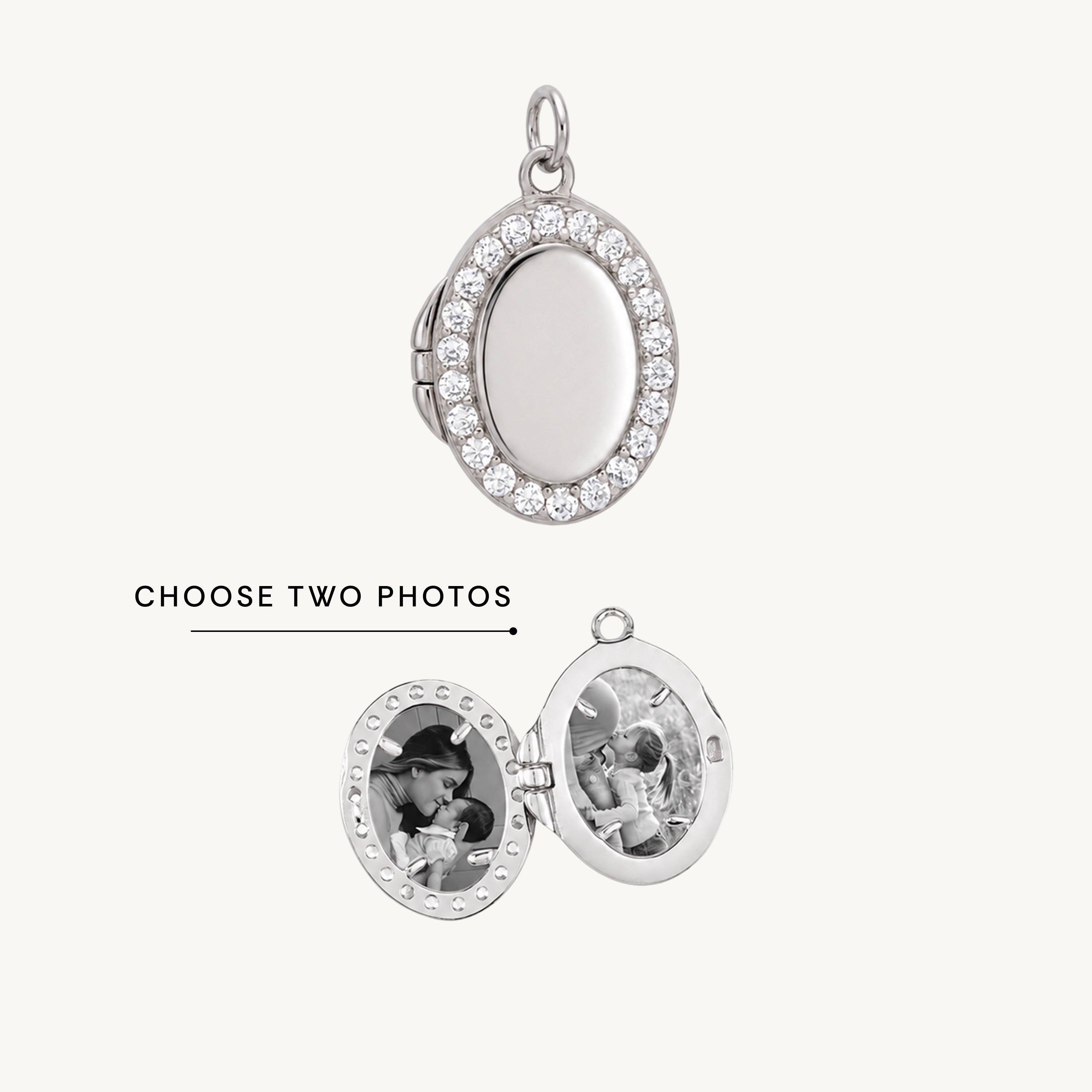 Oval Sapphire Photo Locket Pendant
