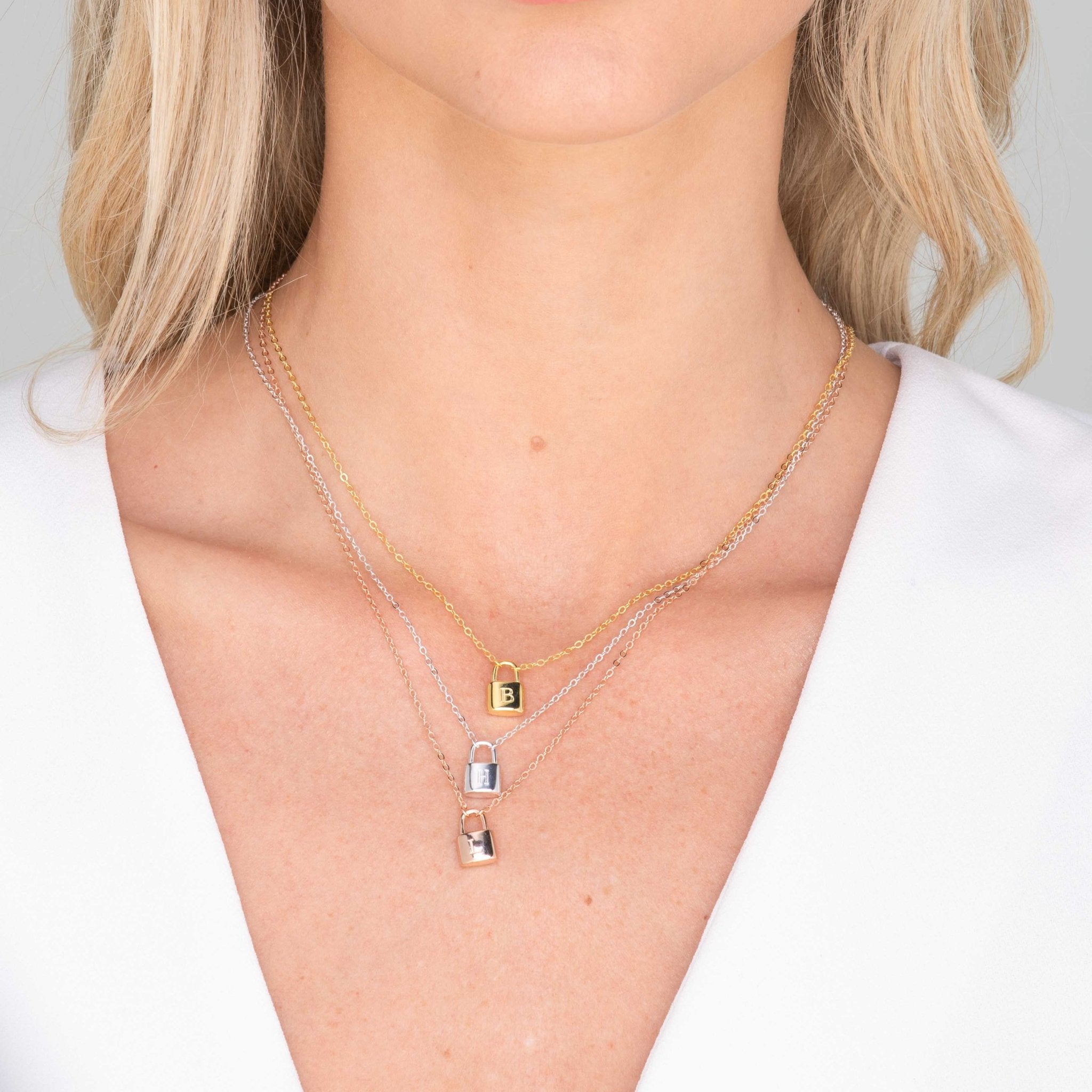 Padlock Initial Letter Necklace - Camile & Stone