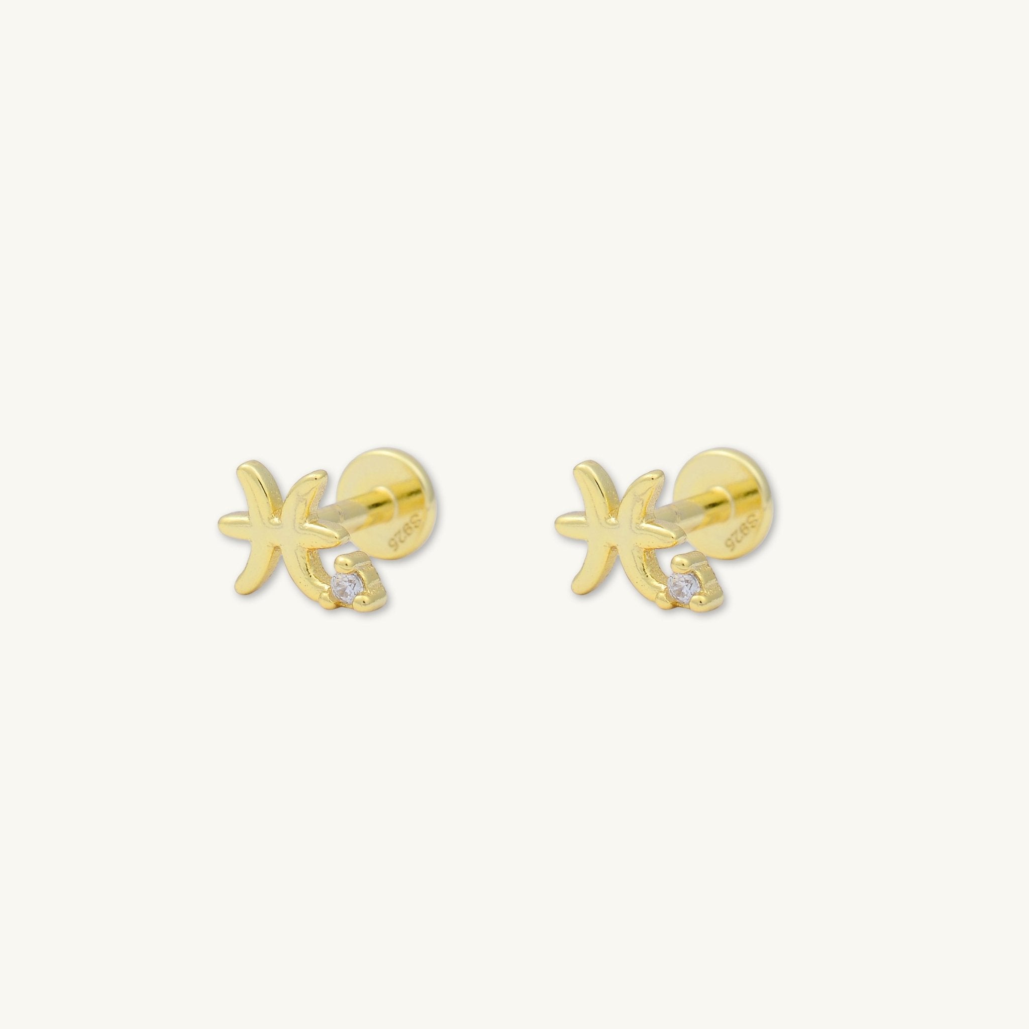 Pisces Zodiac Star Sign Flat Back Earrings - Camile & Stone