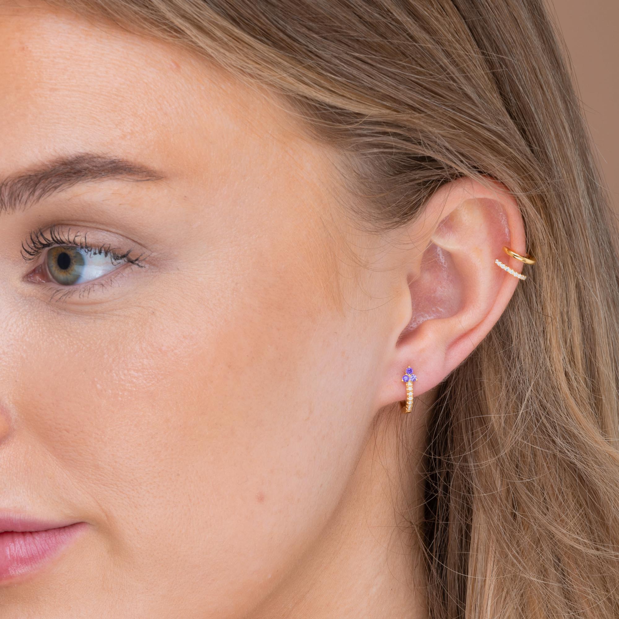 Purple Lotus Sapphire Hoop Earrings - Camile & Stone