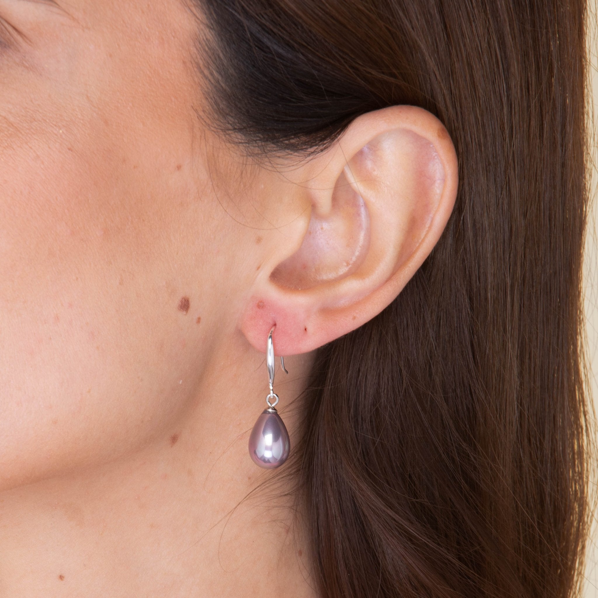 Purple Teardrop Pearl Drop Earrings - Camile & Stone