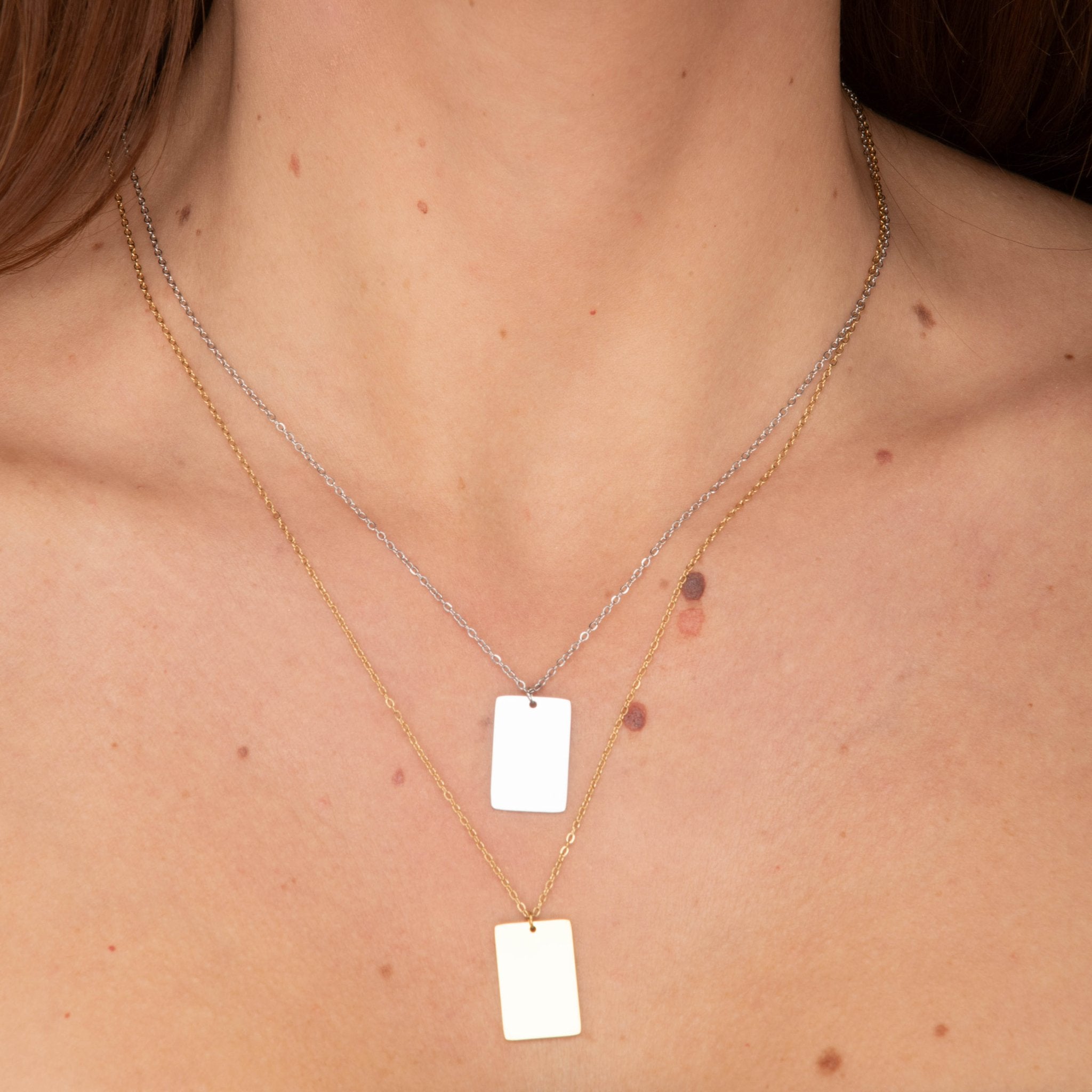 Rectangle Engraved Personalised Necklace - Camile & Stone