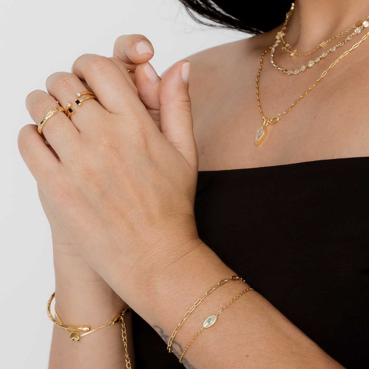 Rectangle Onyx Open Ring - Camile & Stone