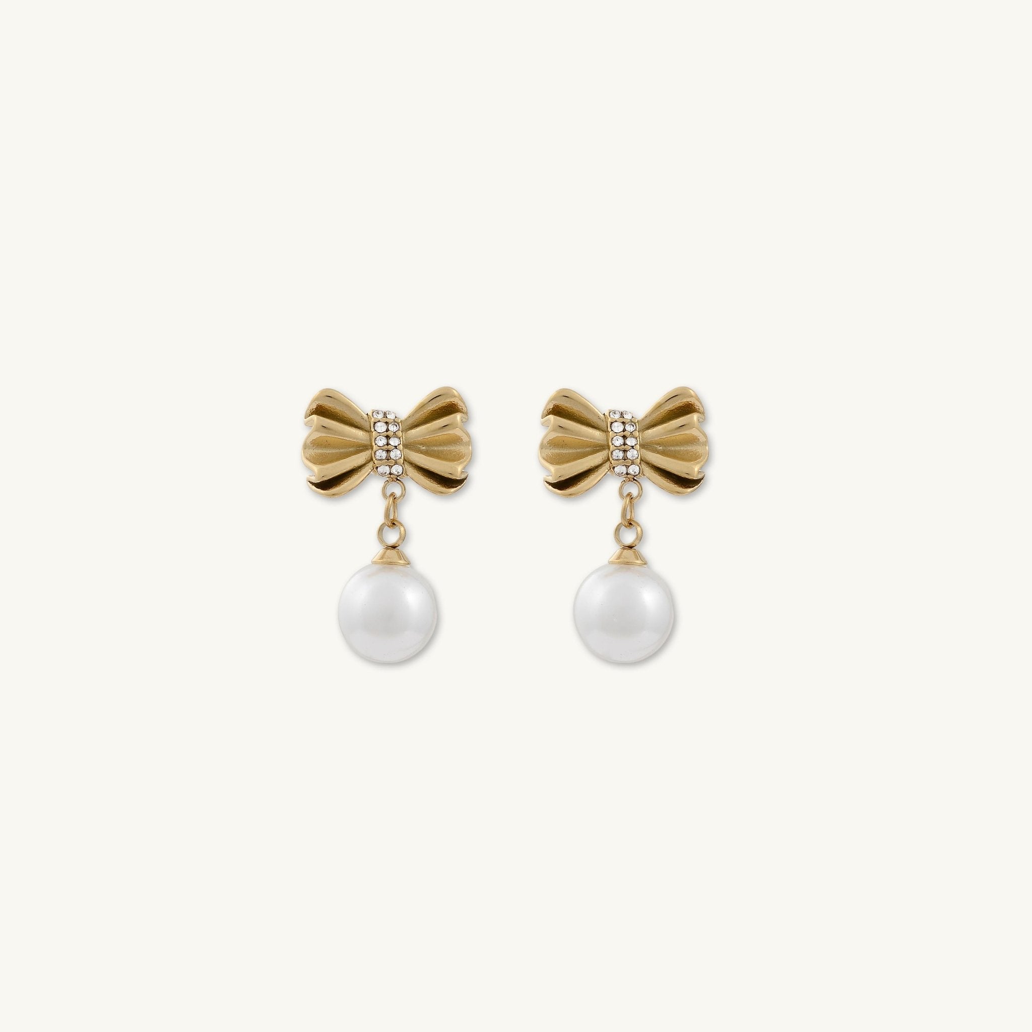Remi Ribbon Bow Pearl Earrings - Camile & Stone