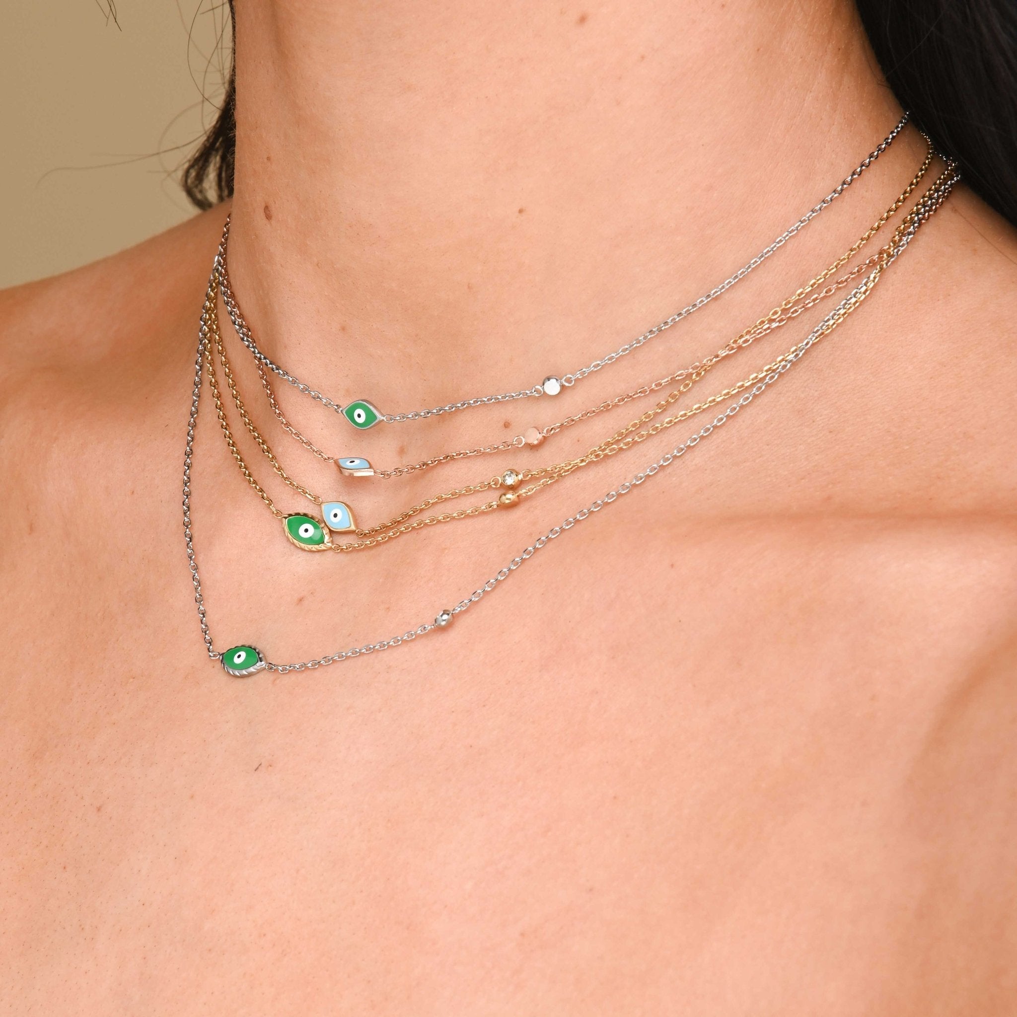 Ria Evil Eye Emerald Solitaire Necklace - Camile & Stone