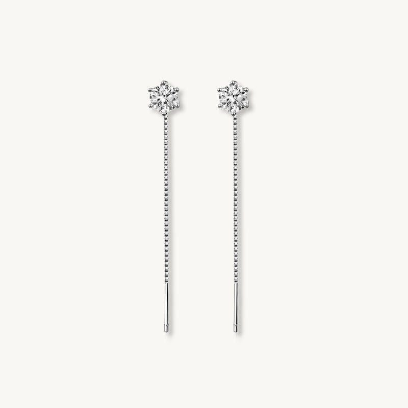 Round Cut Moissanite Threader Earrings 0.5 Carat - Camile & Stone