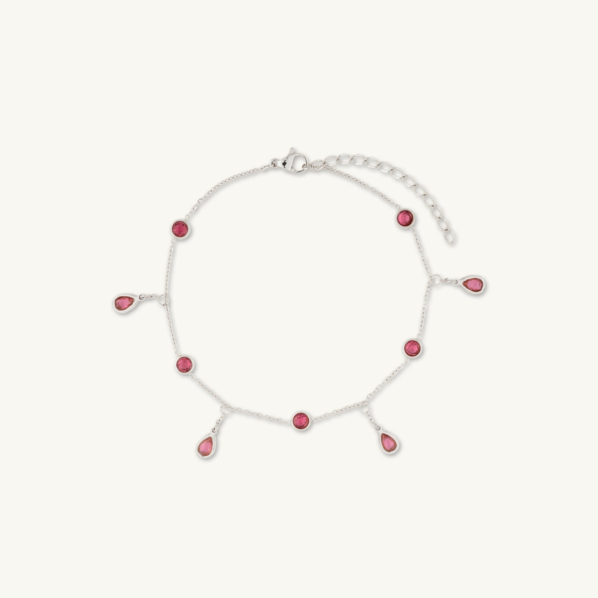 Ruby Dangly Teardrop Station Bracelet - Camile & Stone