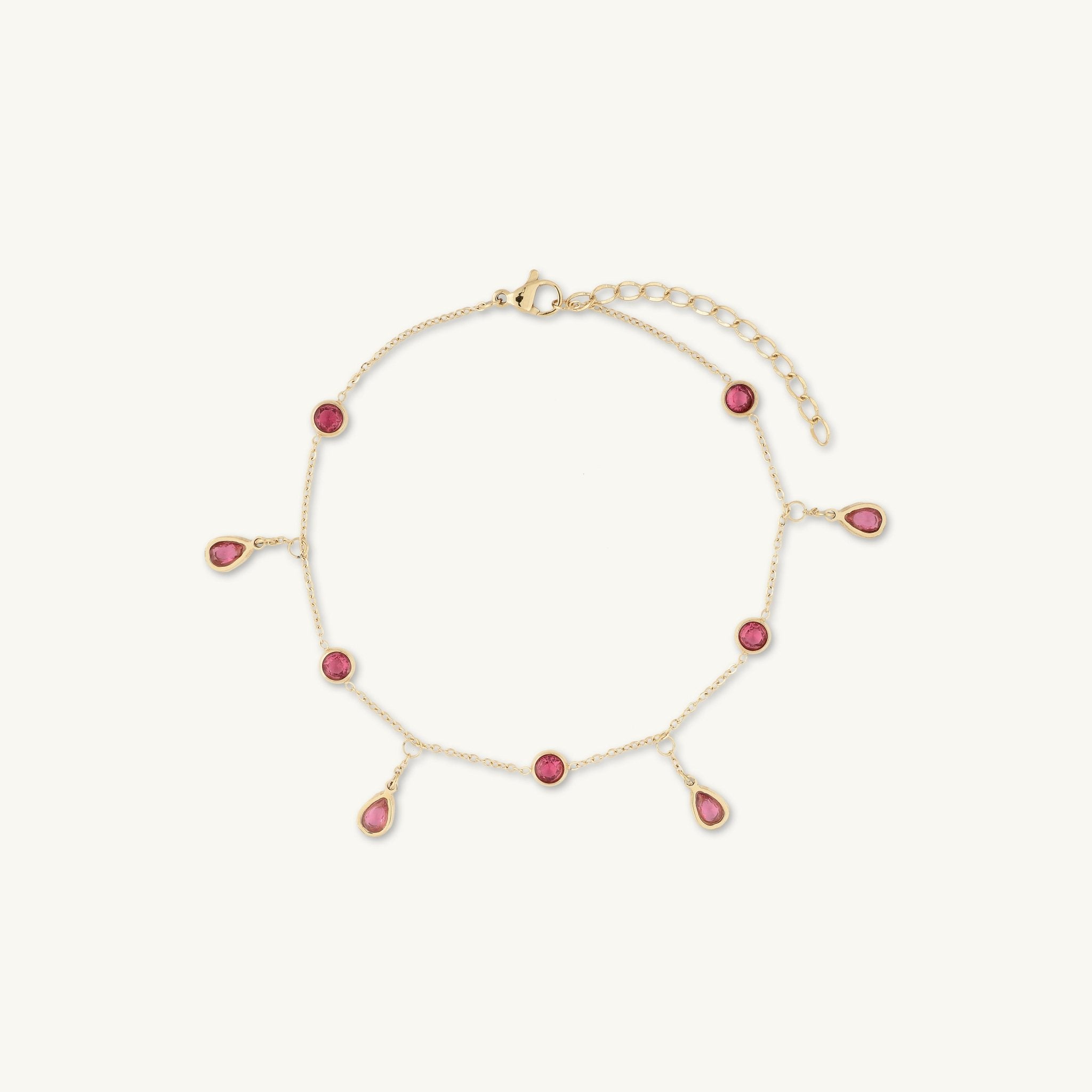 Ruby Dangly Teardrop Station Bracelet - Camile & Stone