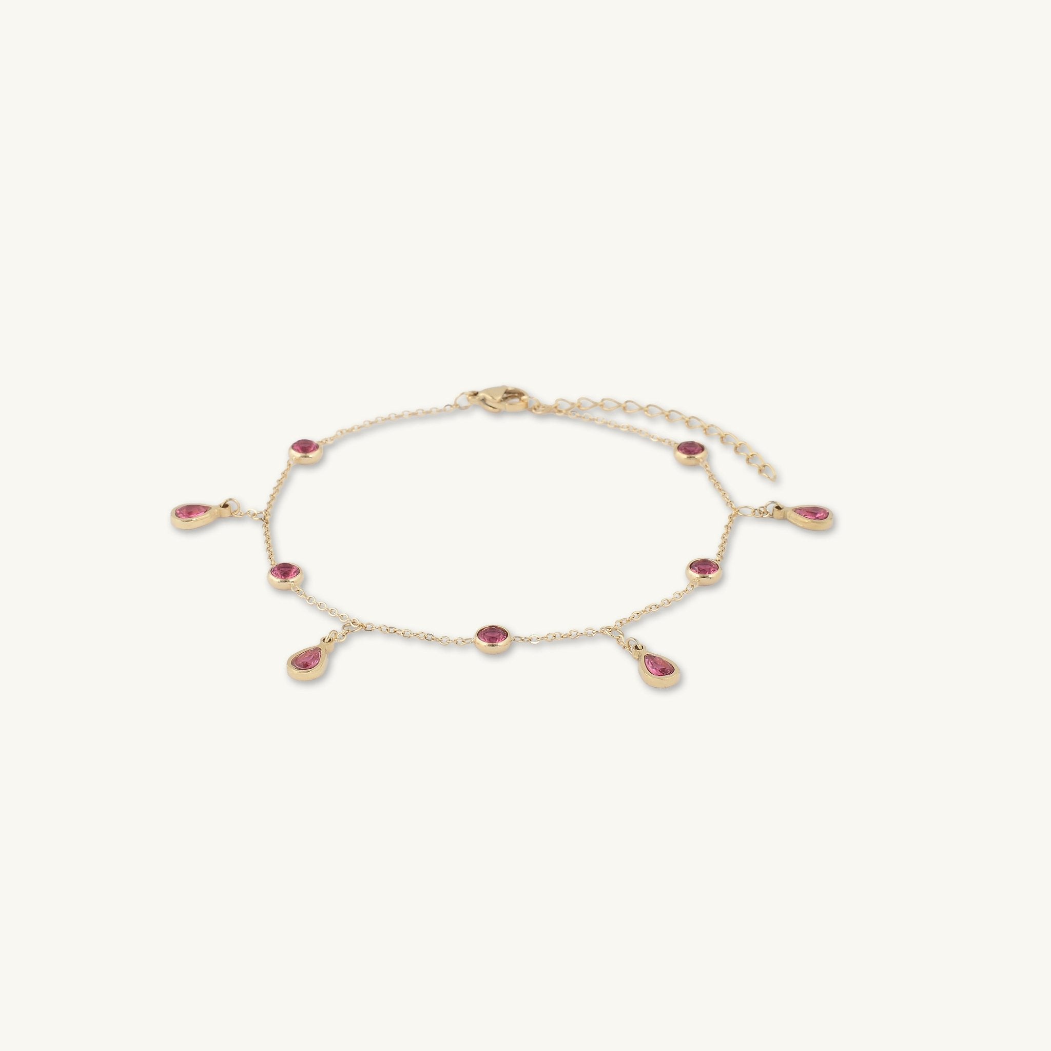 Ruby Dangly Teardrop Station Bracelet - Camile & Stone