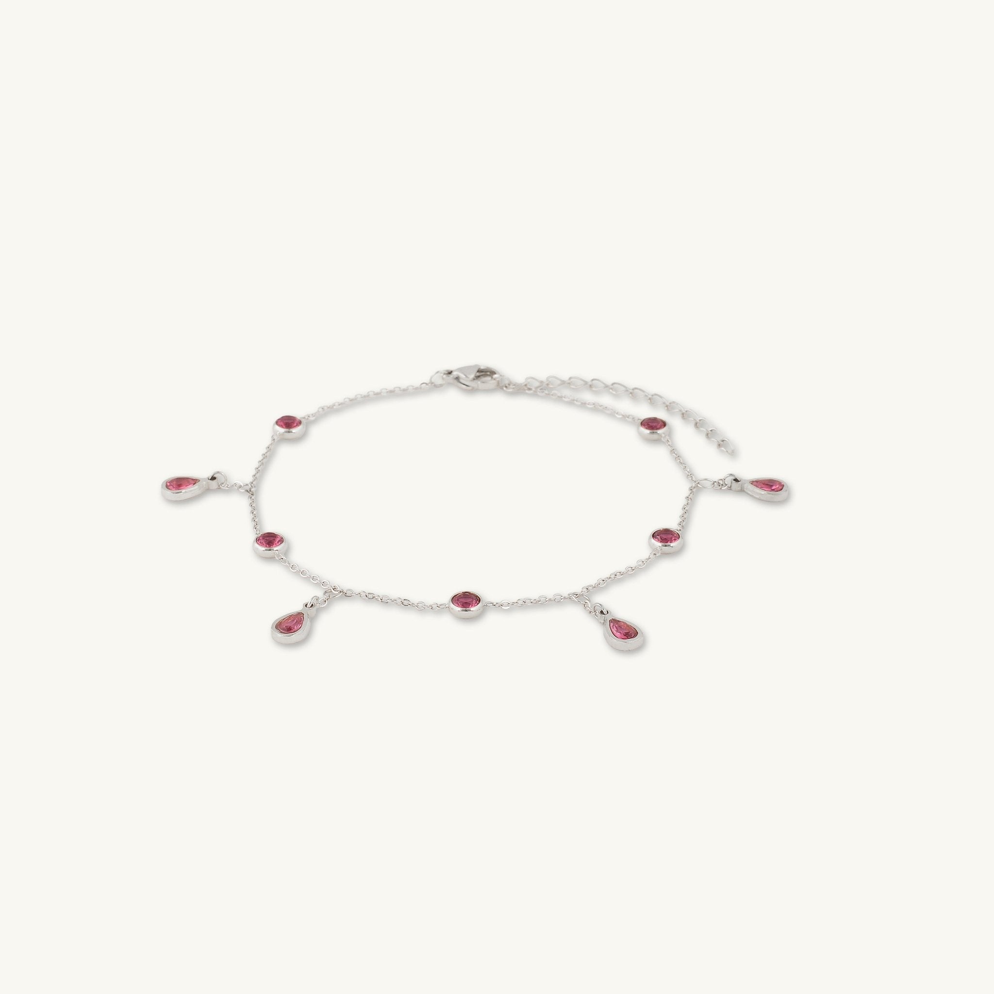Ruby Dangly Teardrop Station Bracelet - Camile & Stone