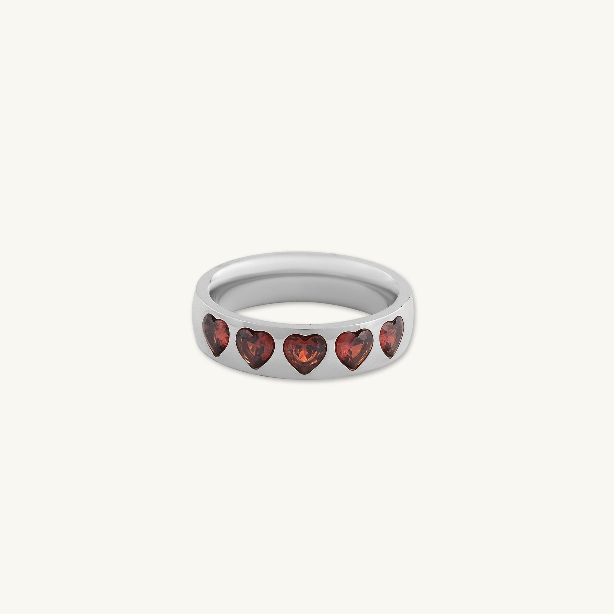 Ruby Red Heart Dome Ring - Camile & Stone