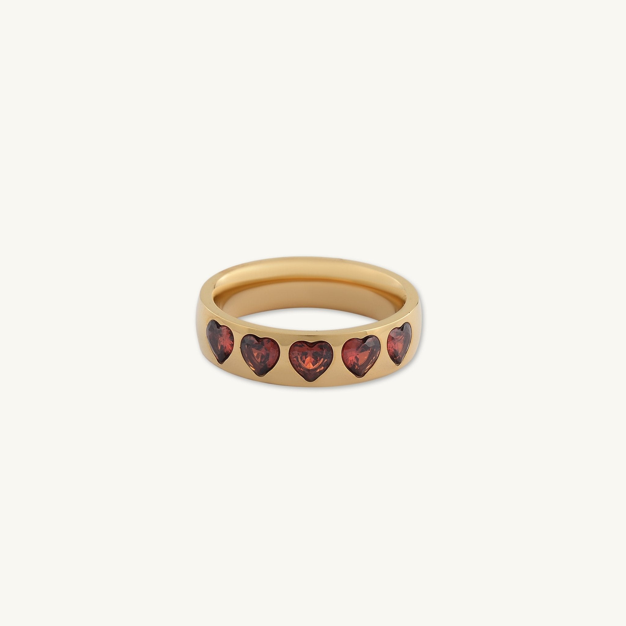 Ruby Red Heart Dome Ring - Camile & Stone
