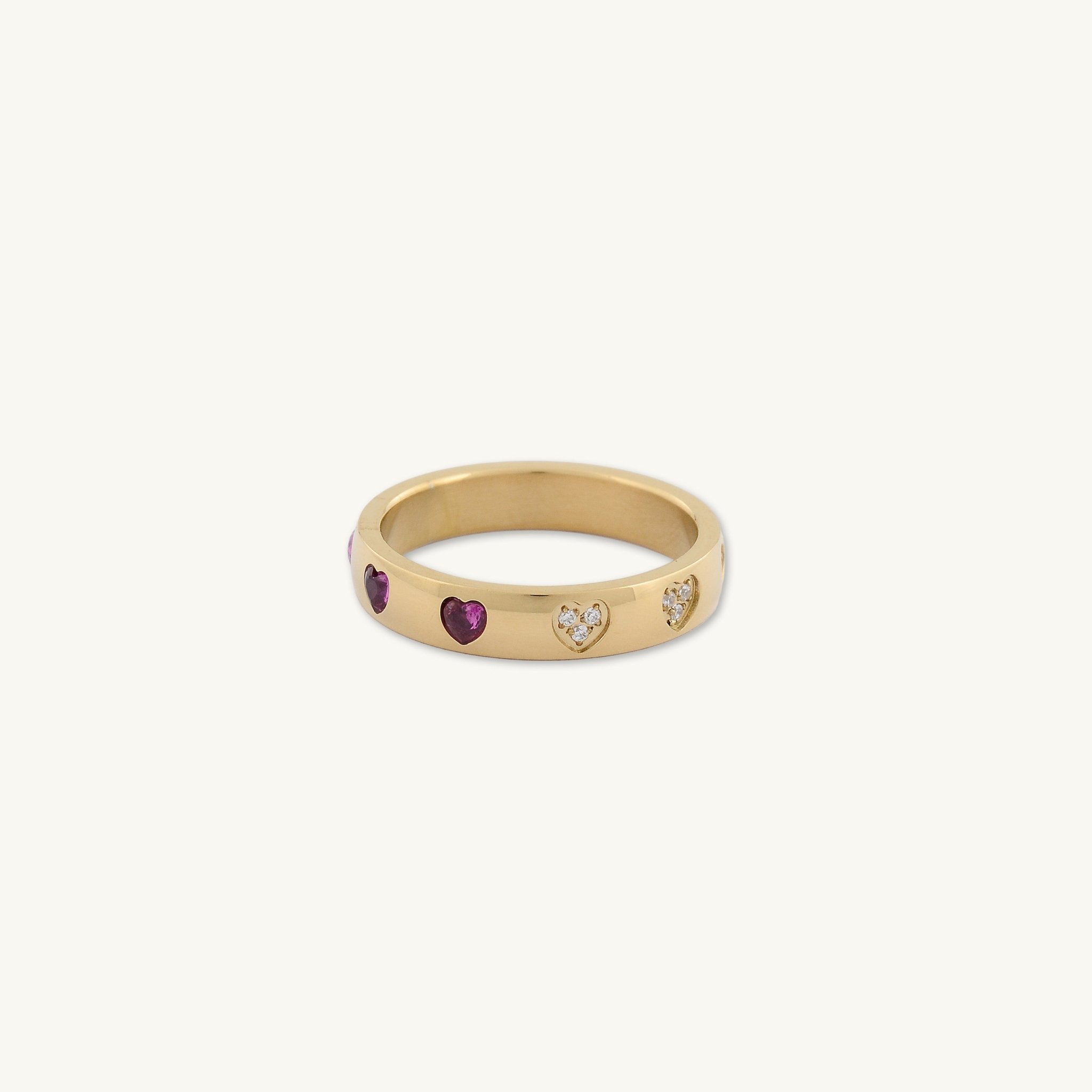 Ruby Red Sapphire Heart Stacker Ring - Camile & Stone
