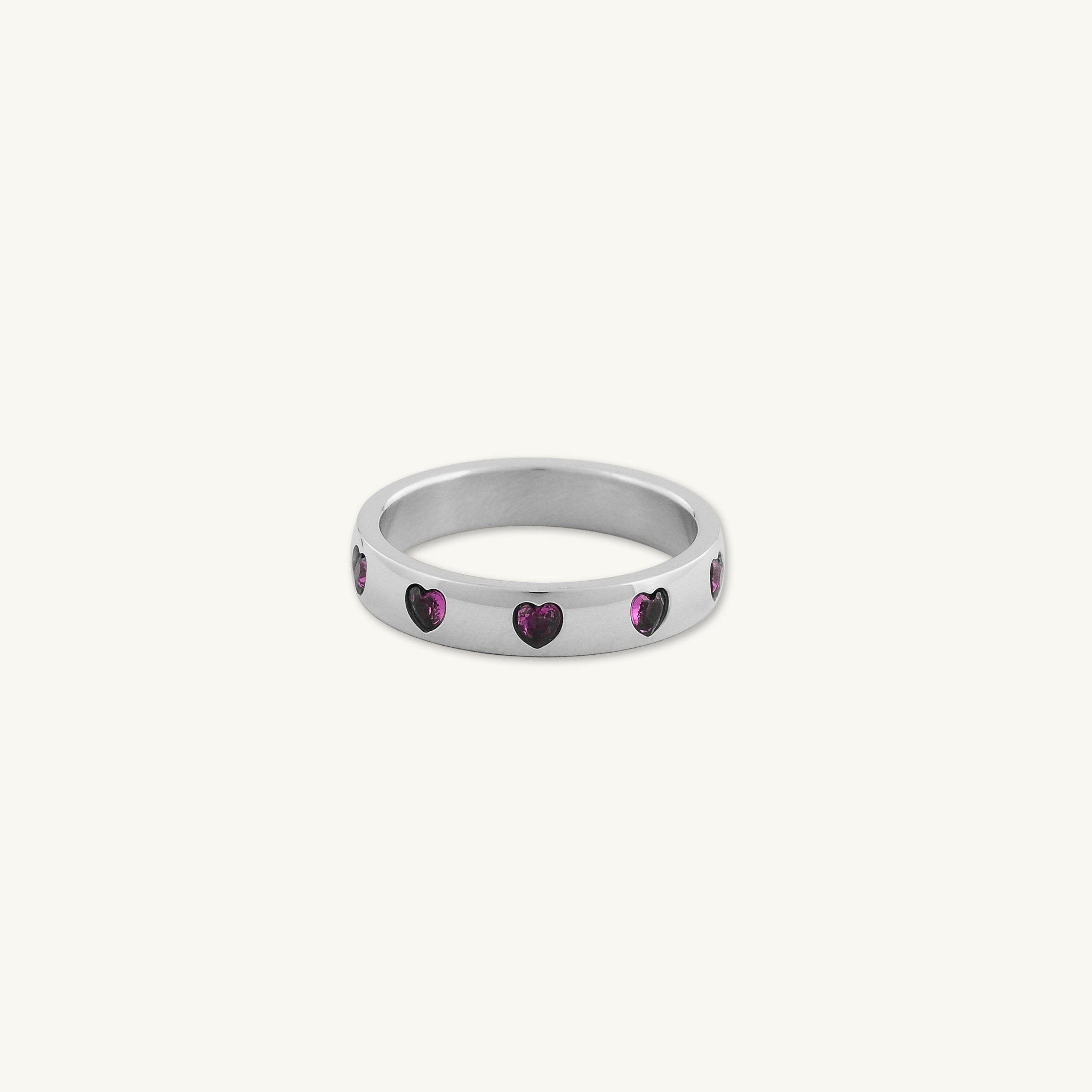 Ruby Red Sapphire Heart Stacker Ring - Camile & Stone