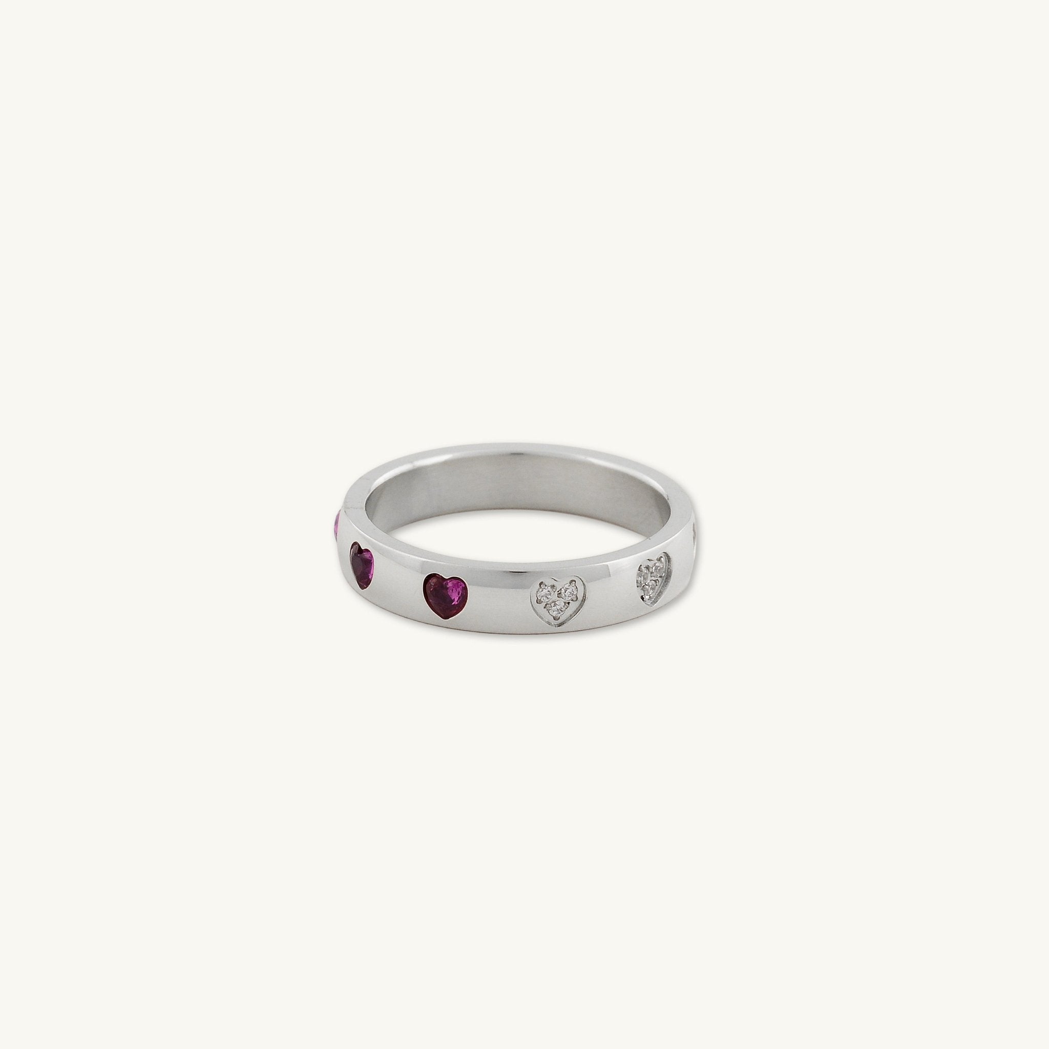 Ruby Red Sapphire Heart Stacker Ring - Camile & Stone