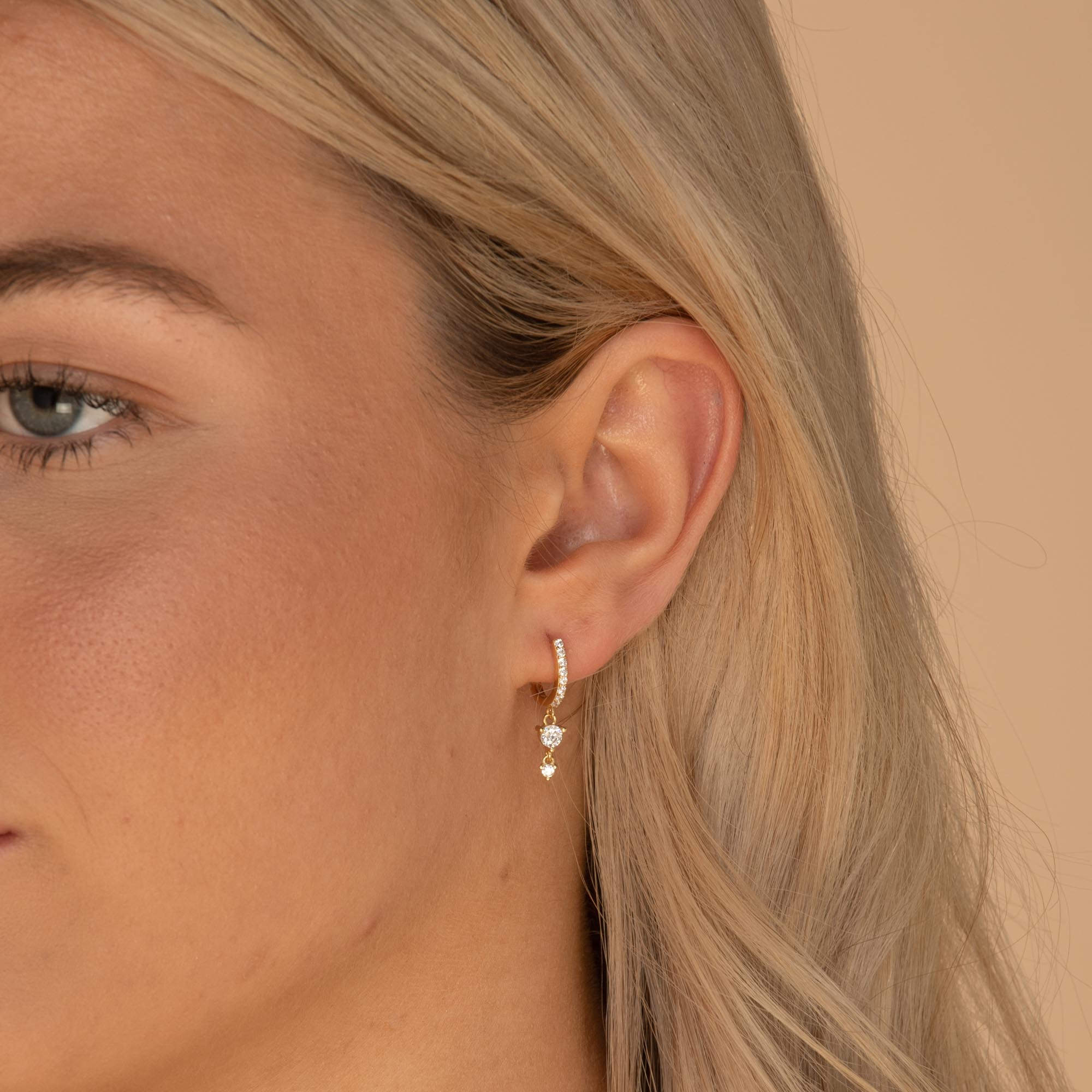 Sapphire Double Dangling Huggie Earrings - Camile & Stone