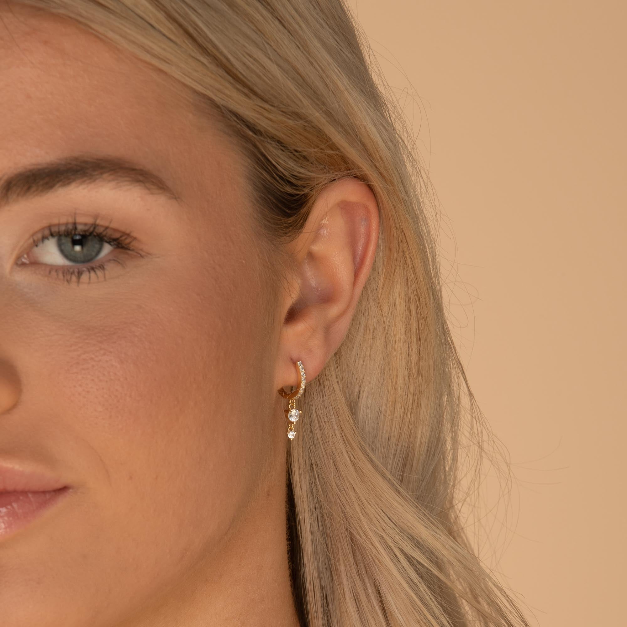 Sapphire Double Dangling Huggie Earrings - Camile & Stone