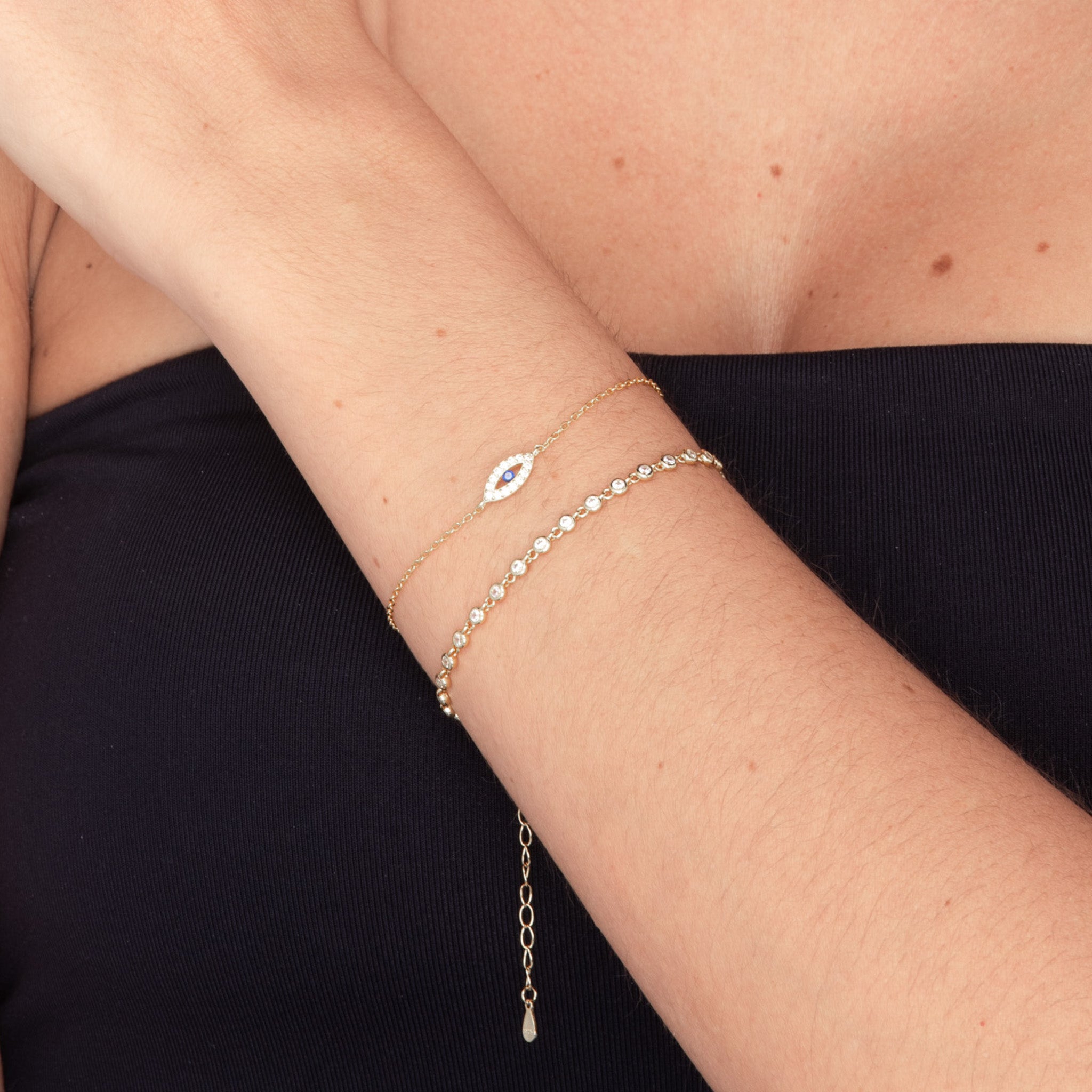 Sapphire Round Tennis Link Chain Bracelet - Camile & Stone