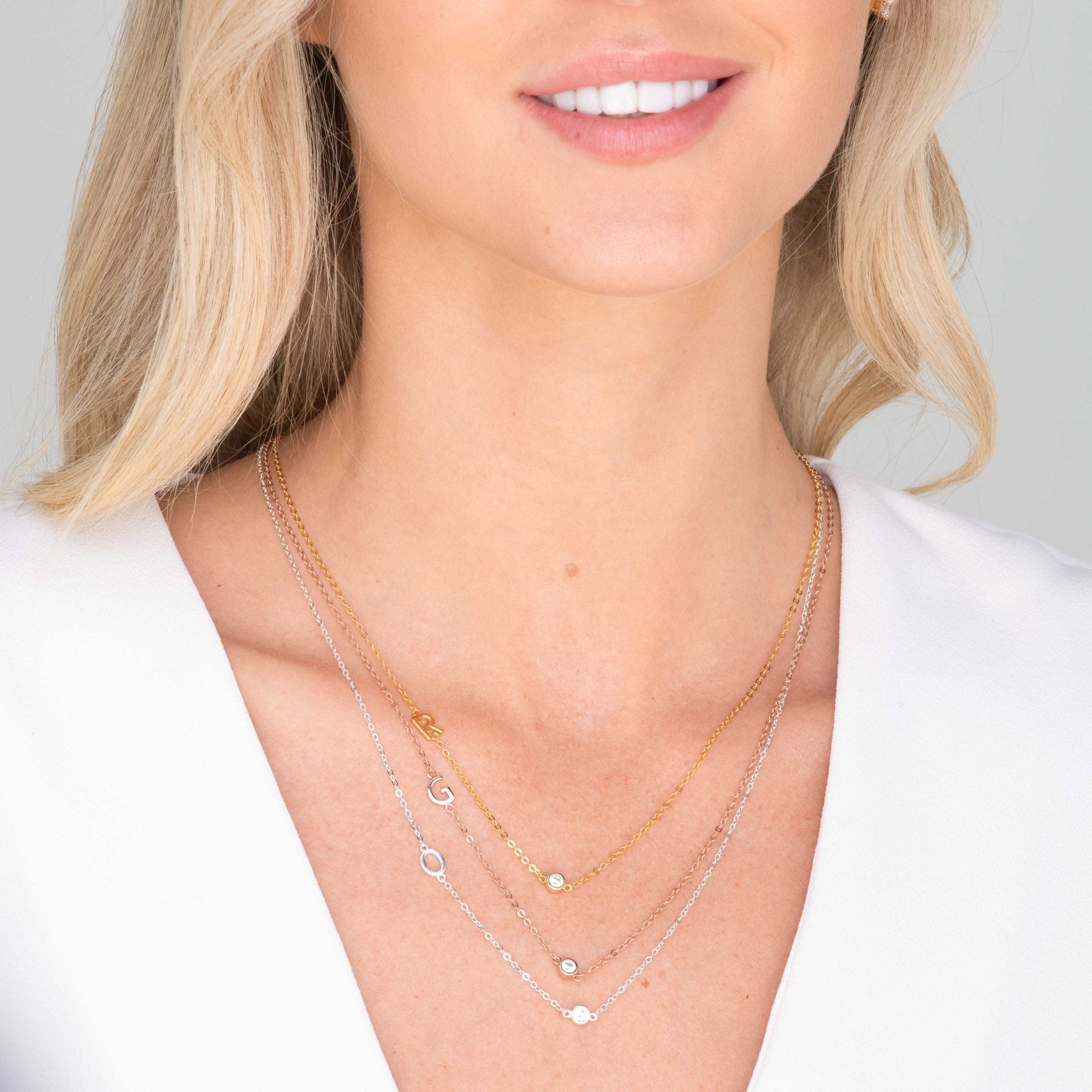 Sideways Pave Letter Necklace - Camile & Stone