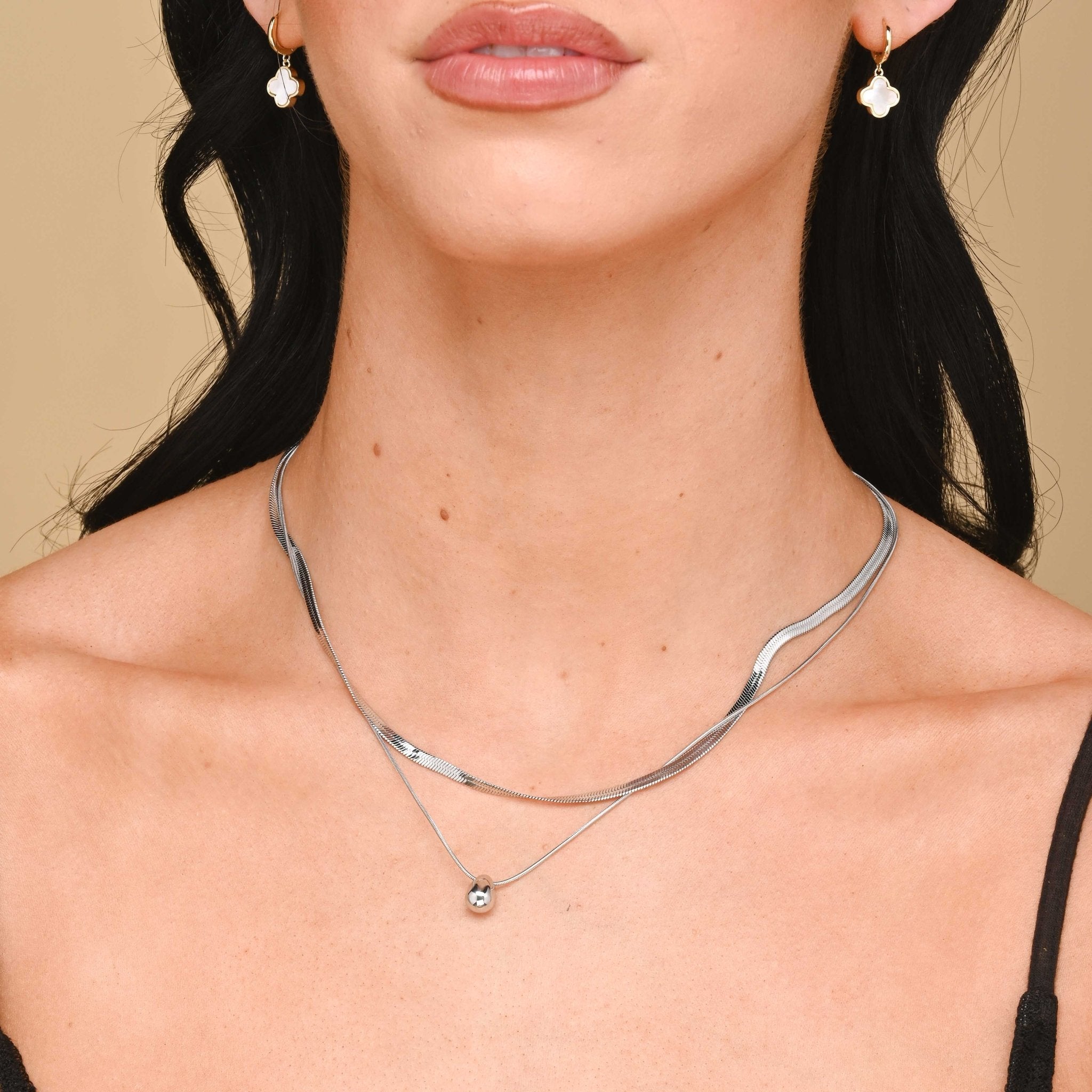 Snake Teardrop Dome Layering Necklace - Camile & Stone