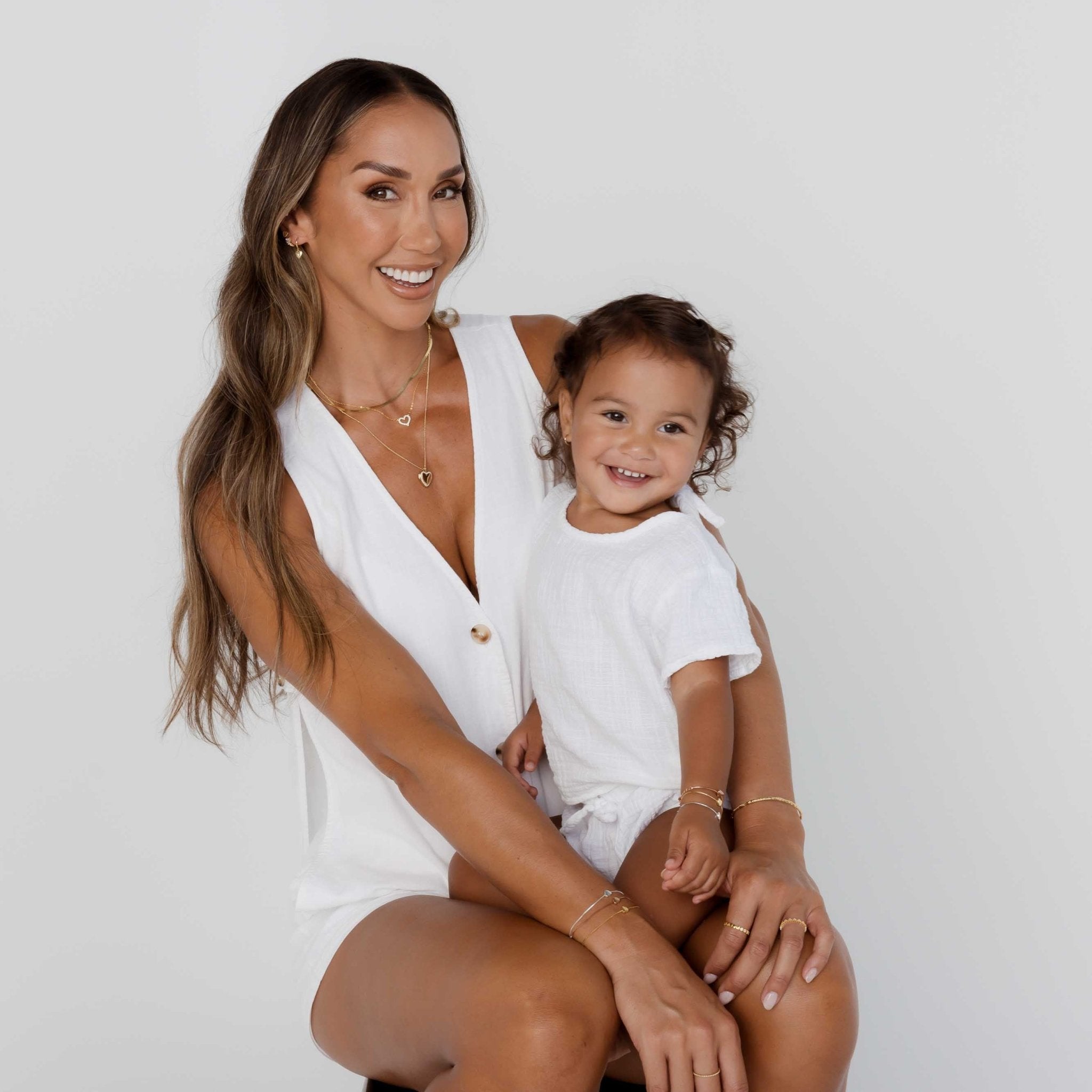 Solid Heart Chain Bracelet - Mum & Me Set - Camile & Stone