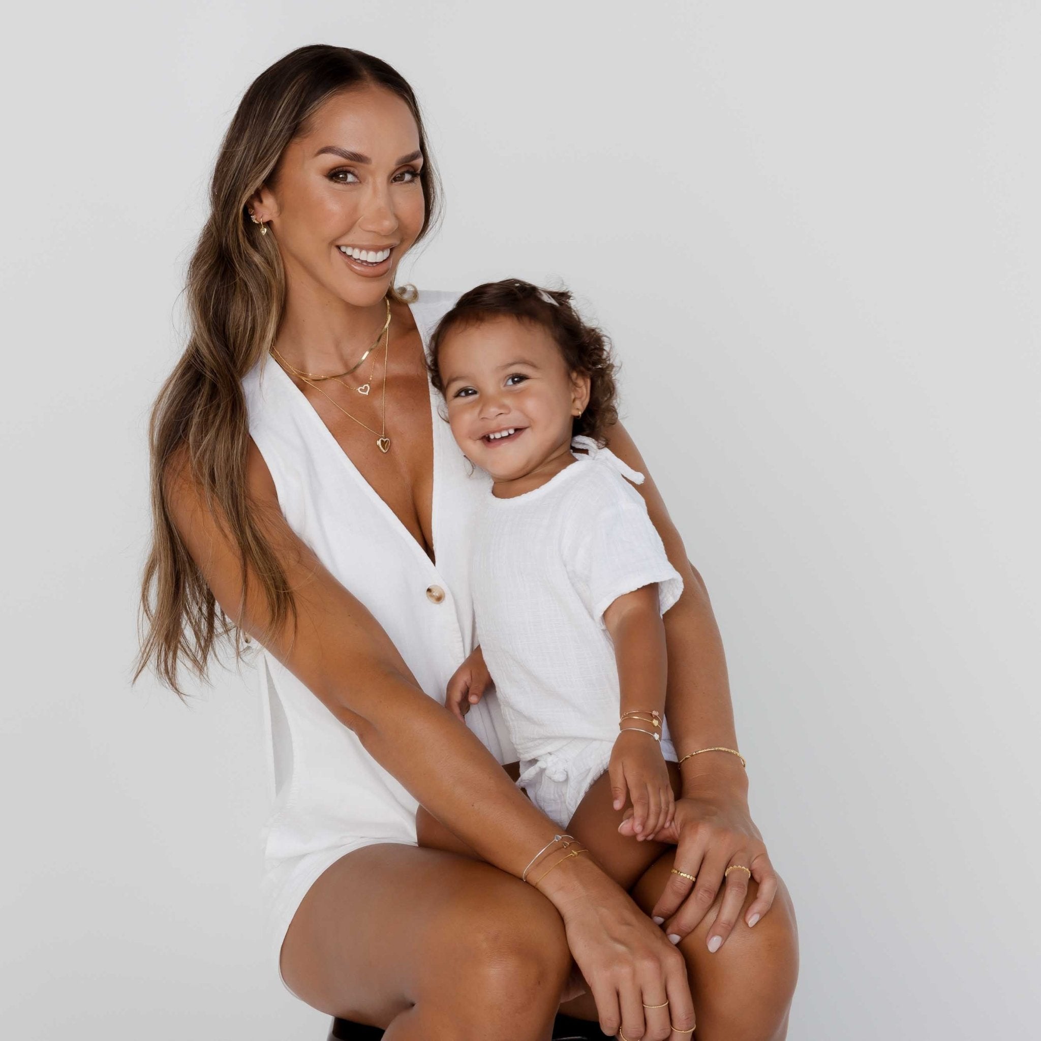 Solid Heart Chain Bracelet - Mum & Me Set - Camile & Stone