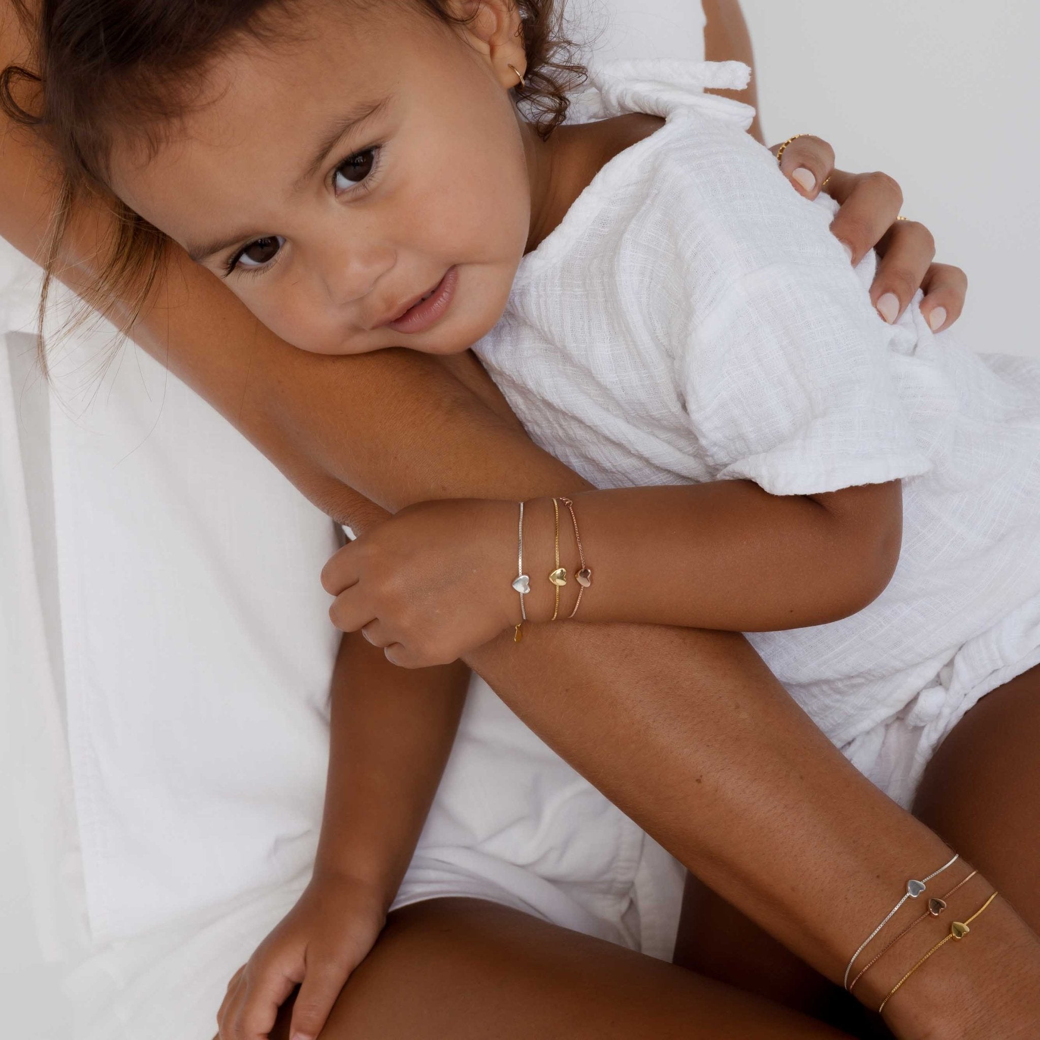 Solid Heart Chain Bracelet - Mum & Me Set - Camile & Stone