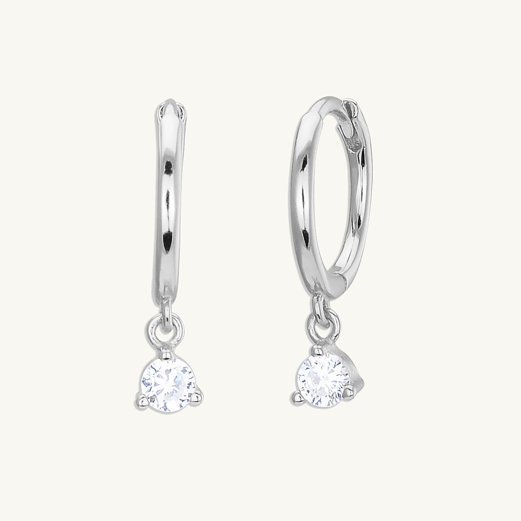 Solitaire Hoop Huggie Earrings - Camile & Stone
