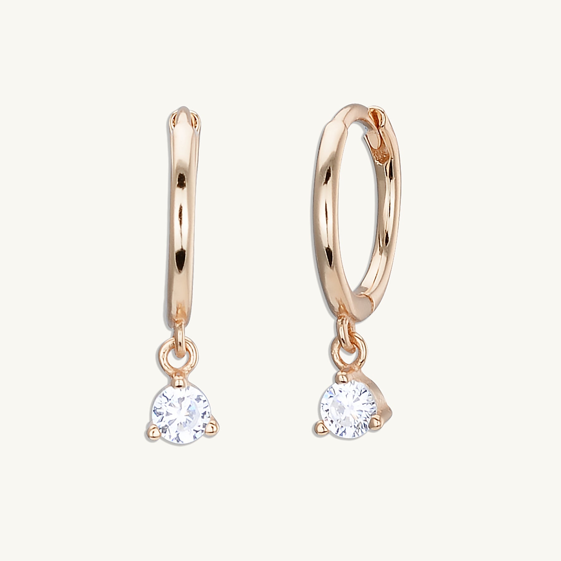 Solitaire Hoop Huggie Earrings - Camile & Stone