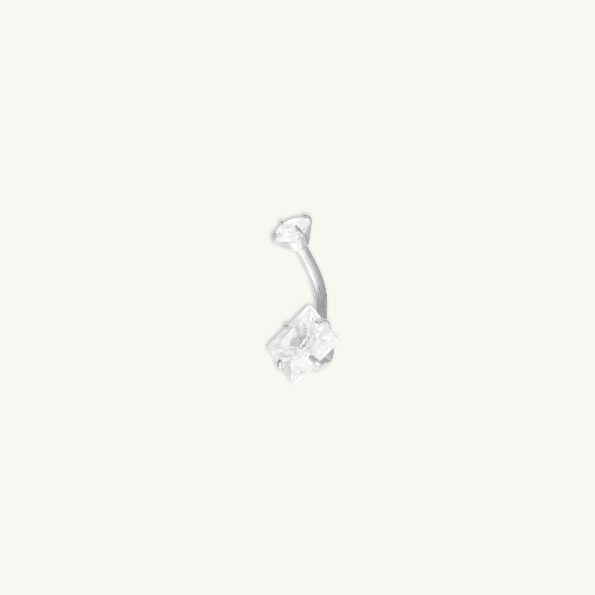 Square Sapphire Titanium Belly Ring - Camile & Stone