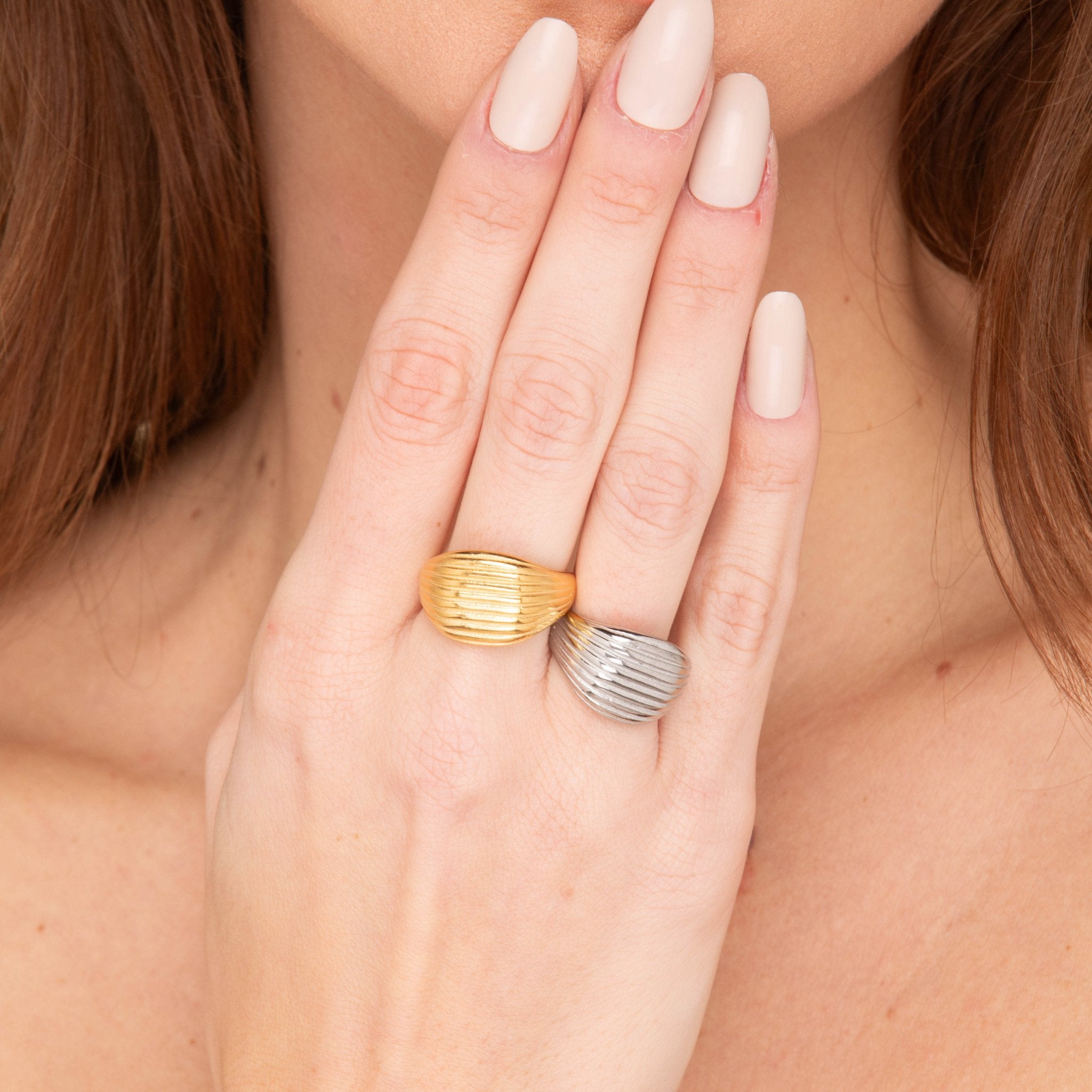 Statement Ribbed Dome Ring - Camile & Stone