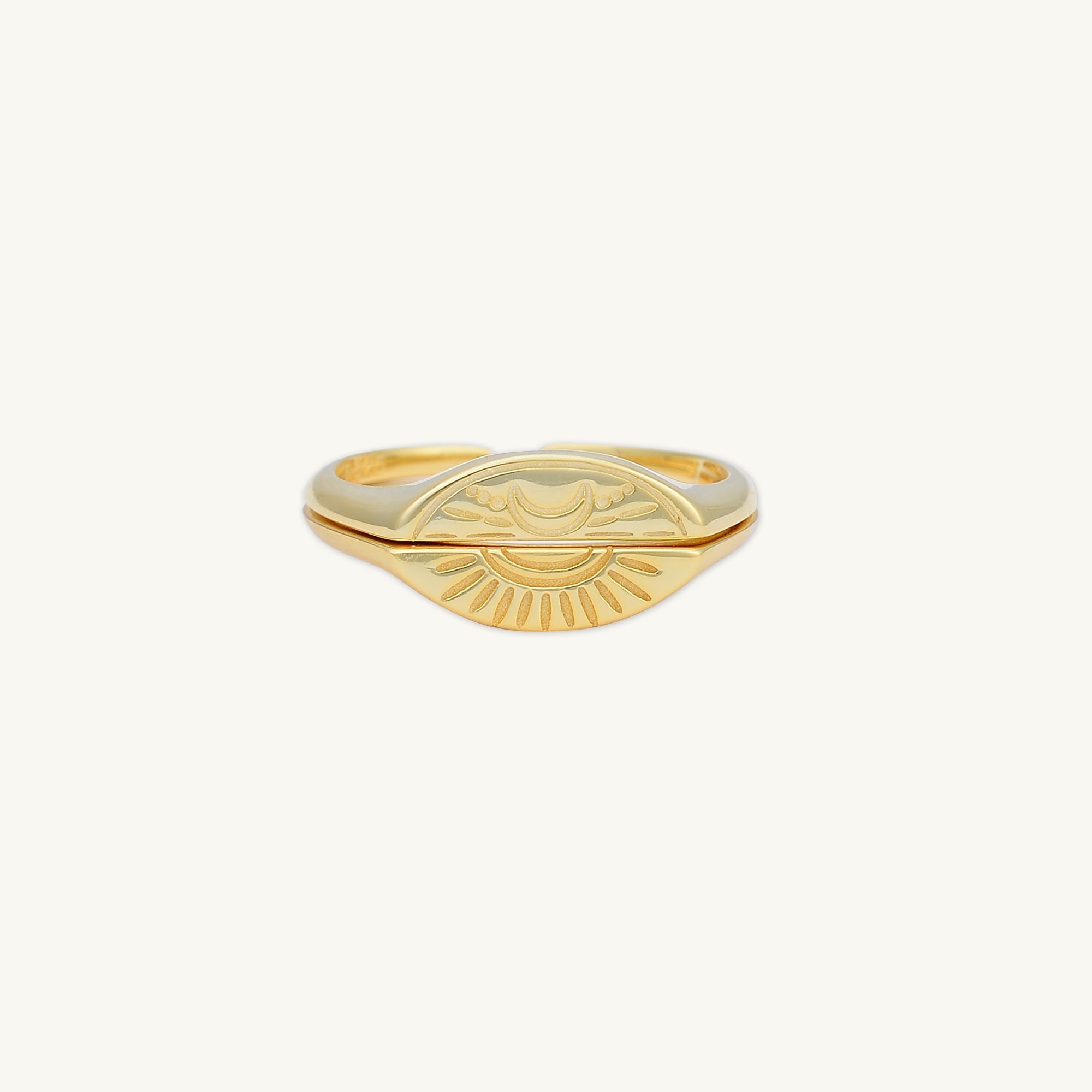 Sun & Moon Friendship Couple Twin Set Rings - Camile & Stone