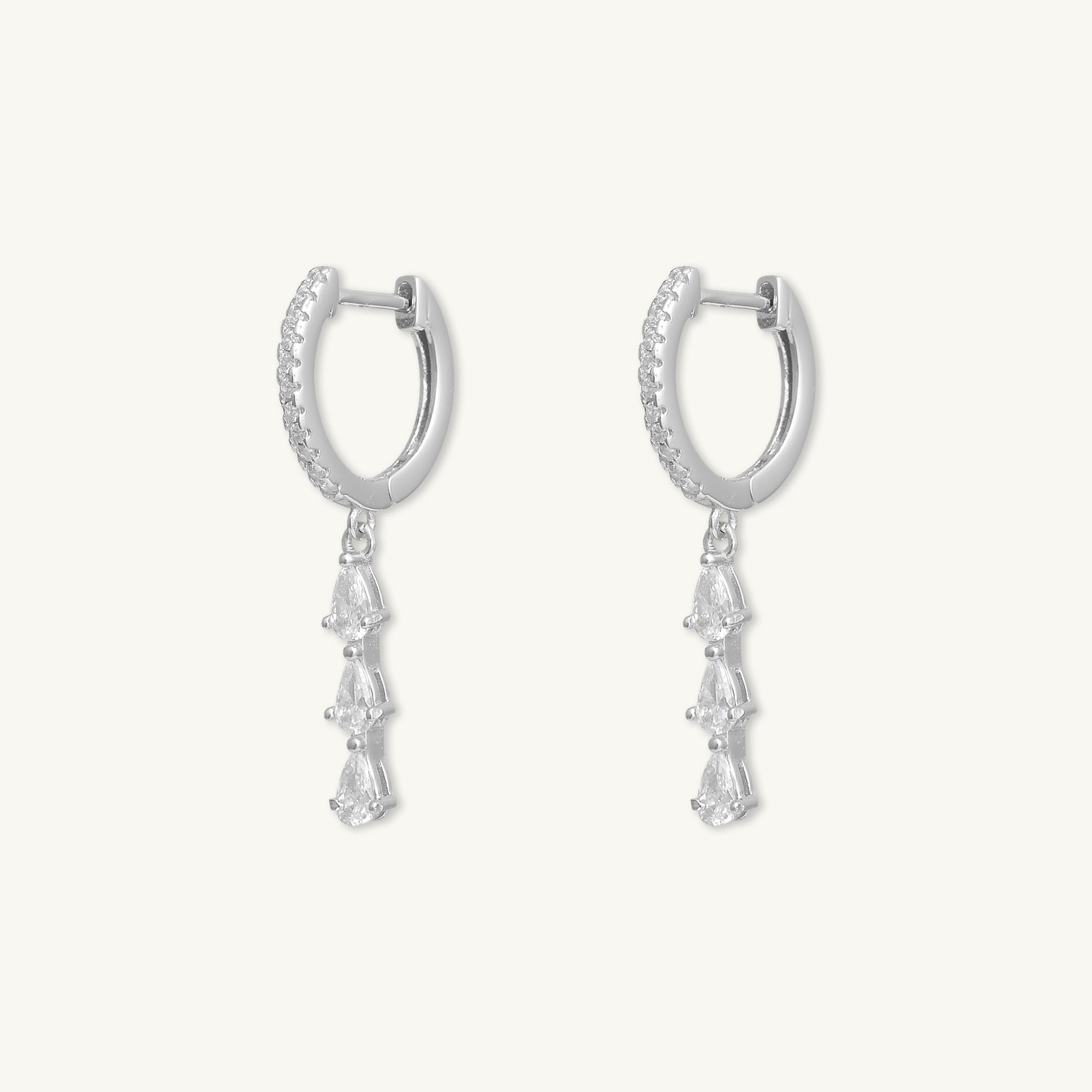 Teardrop Bar Zirconia Huggie Hoop Earrings - Camile & Stone