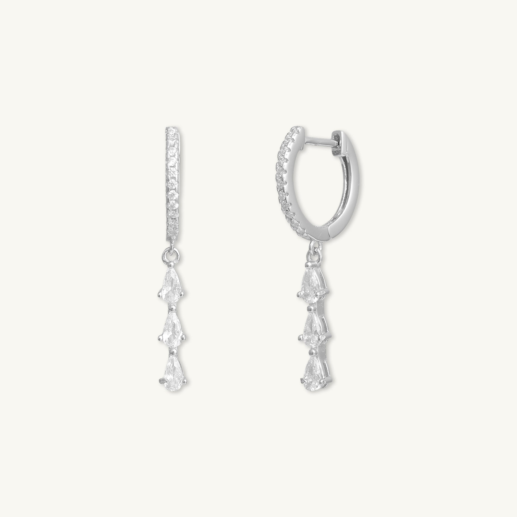 Teardrop Bar Zirconia Huggie Hoop Earrings - Camile & Stone