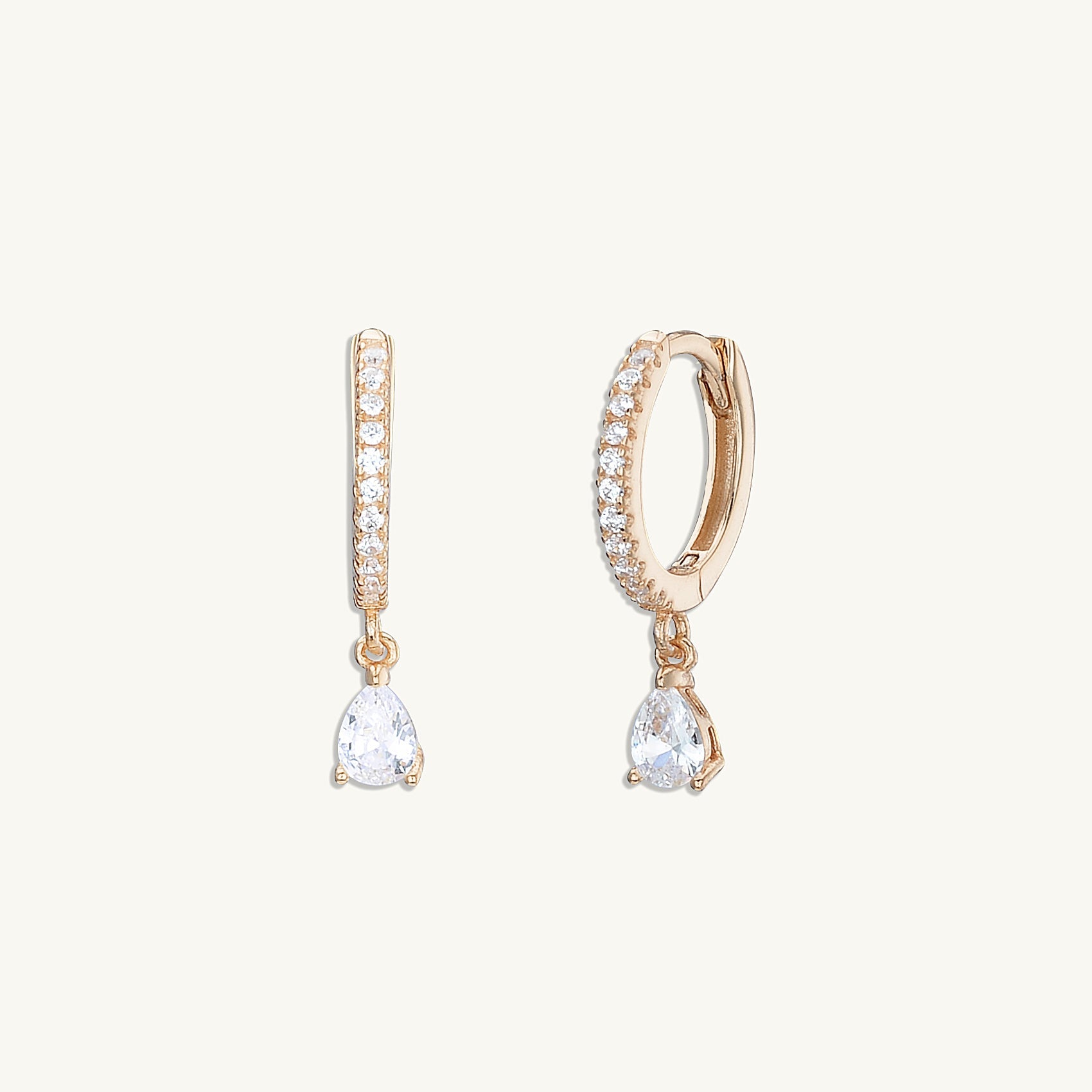 Teardrop Solitaire Hoop Earrings - Camile & Stone