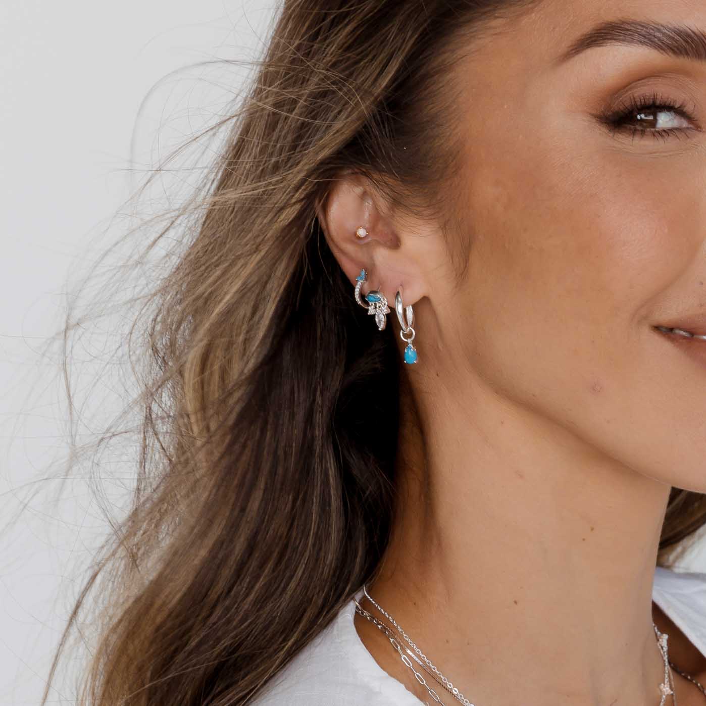 Teardrop Turquoise Huggie Earrings - Camile & Stone