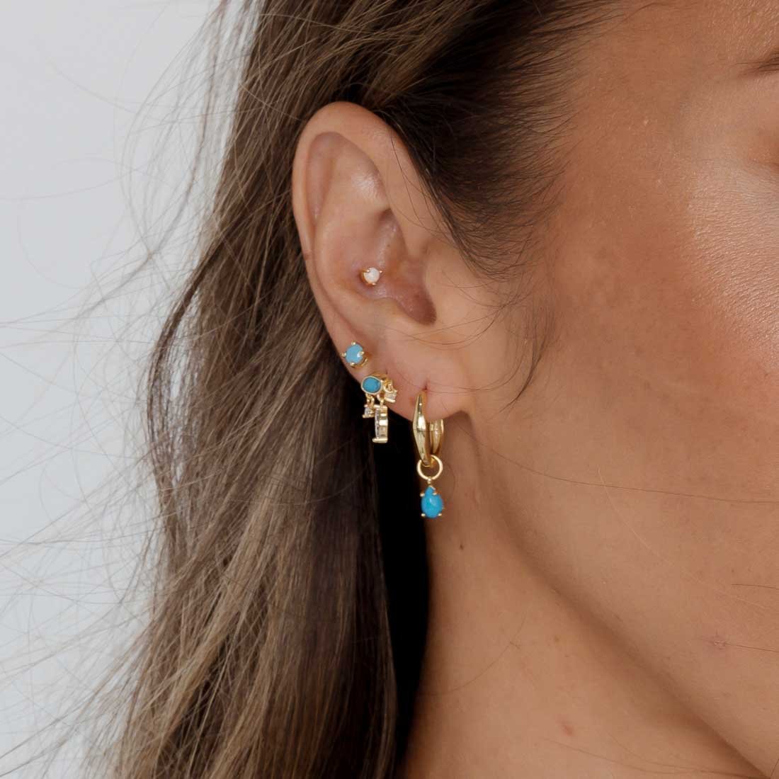 Teardrop Turquoise Huggie Earrings - Camile & Stone