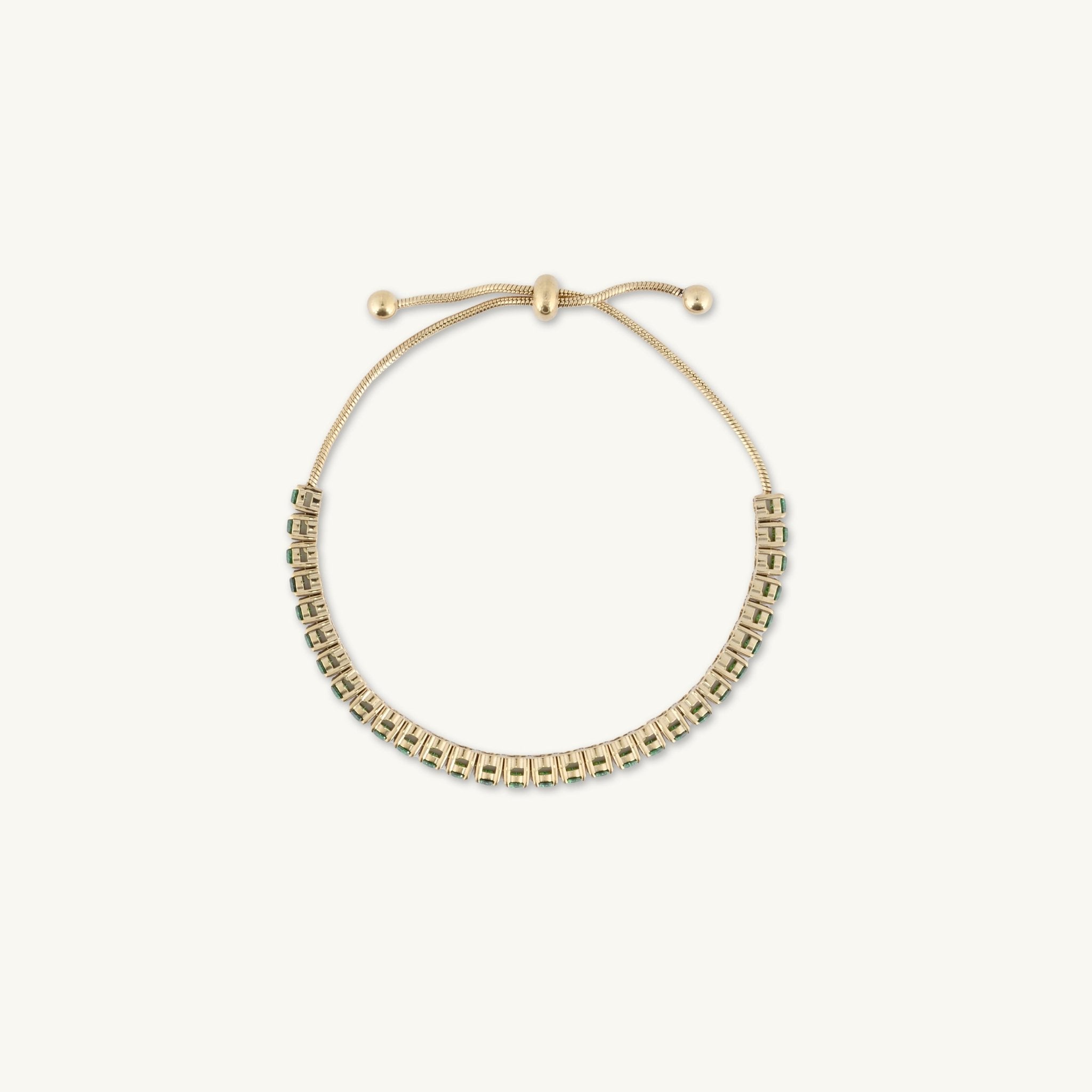 Tennis Emerald Drawstring Adjustable Bracelet - Camile & Stone