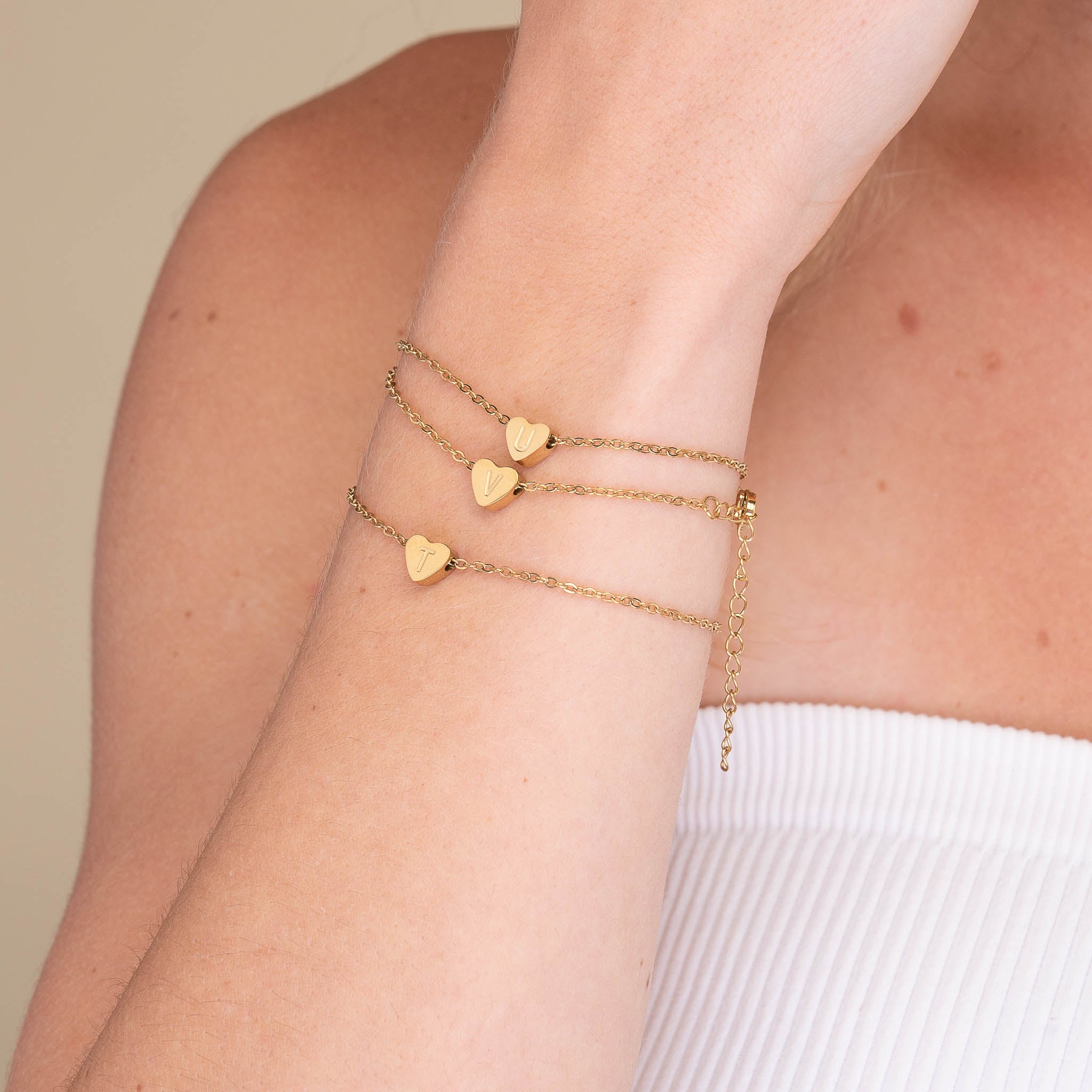 The Heart Pendant Initial Letter Bracelet - Camile & Stone