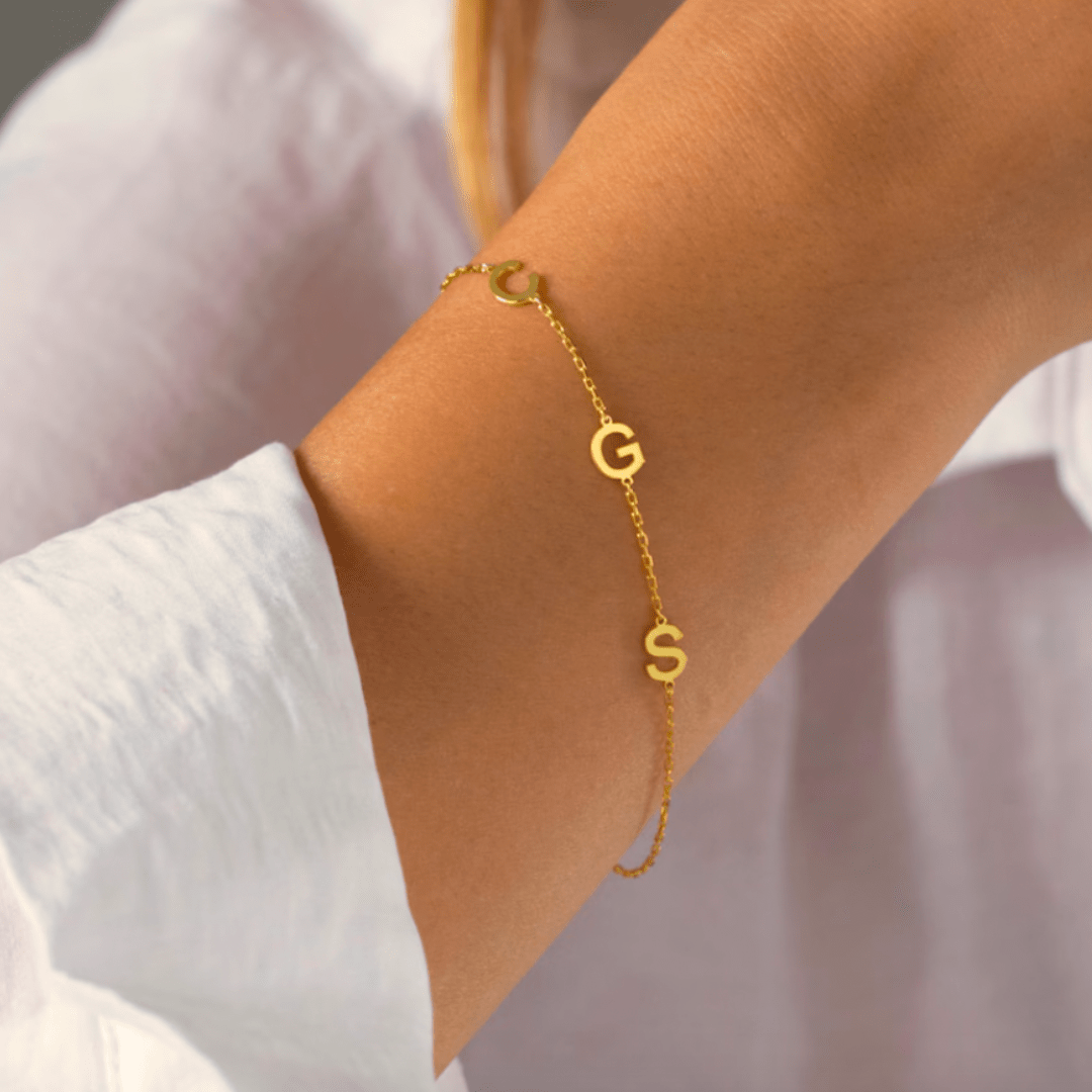 The Sideways Initial Letter Bracelet - Camile & Stone