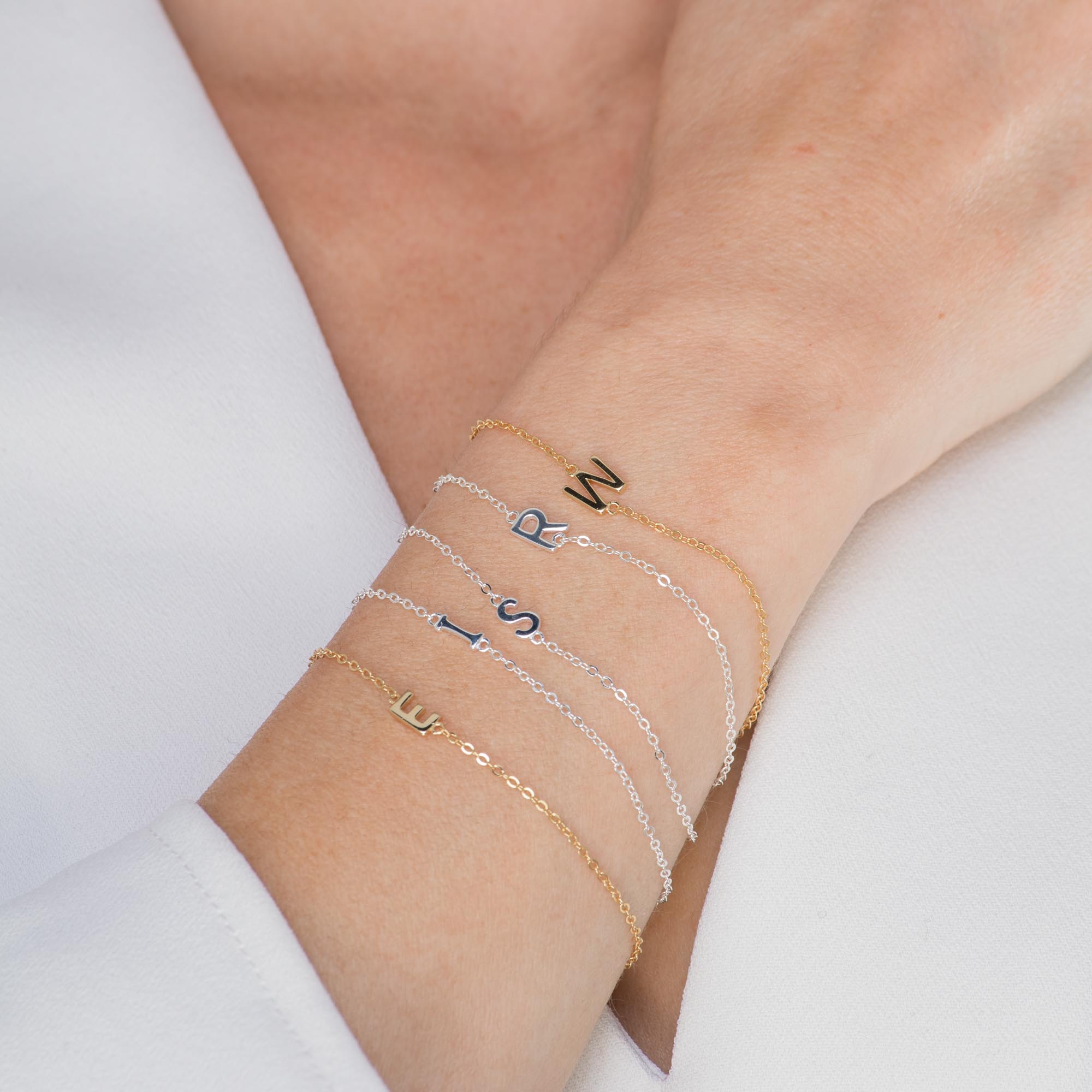 The Sideways Initial Letter Bracelet - Camile & Stone