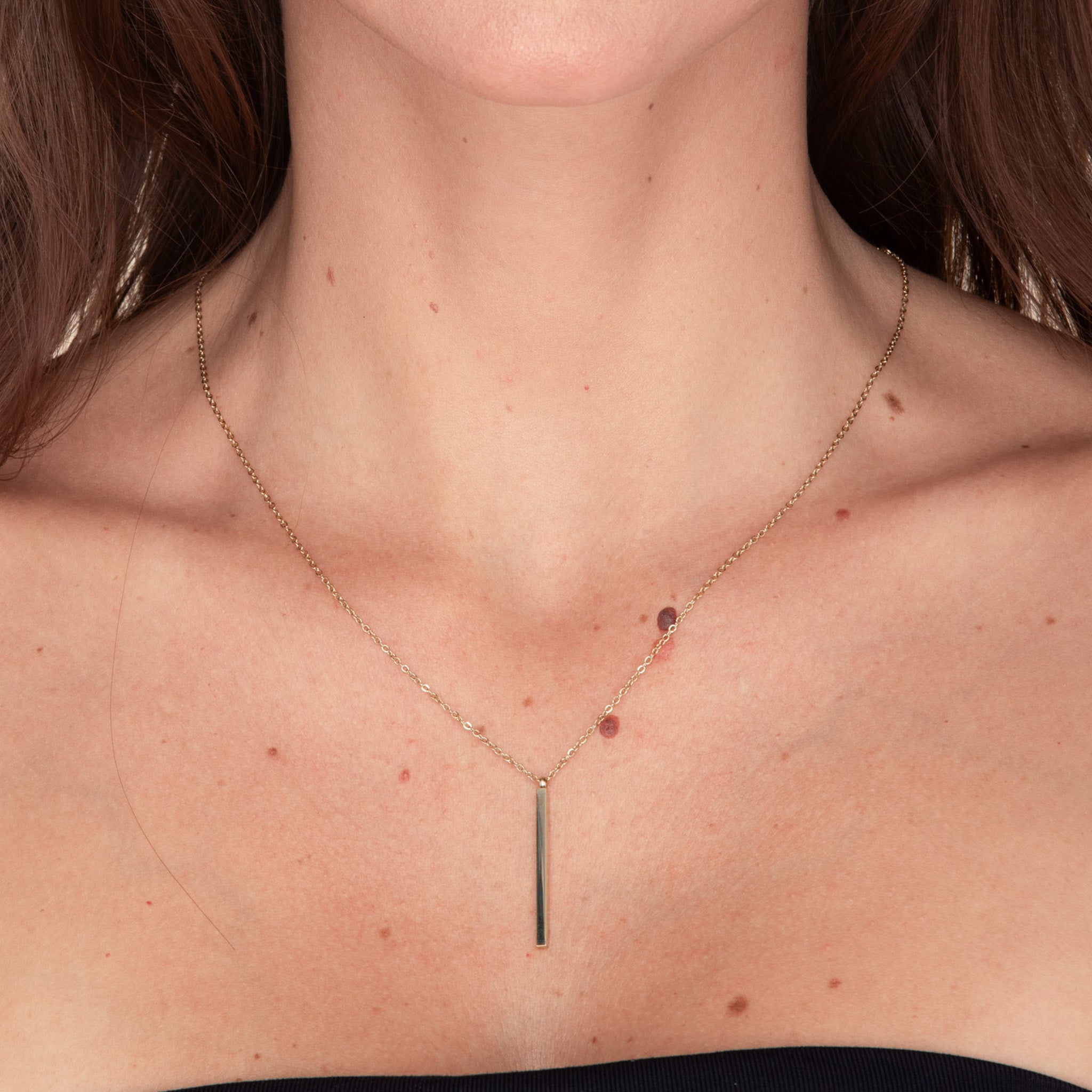 Thin Bar Drop Necklace - Camile & Stone