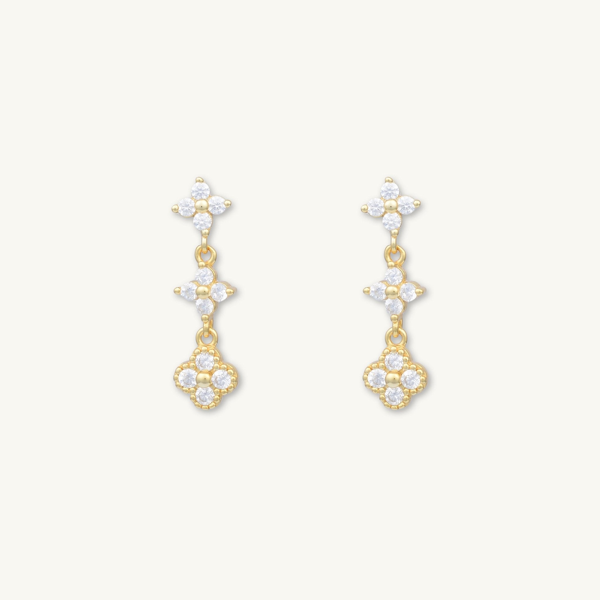 Trio Clover Sapphire Dangling Stud Earrings - Camile & Stone