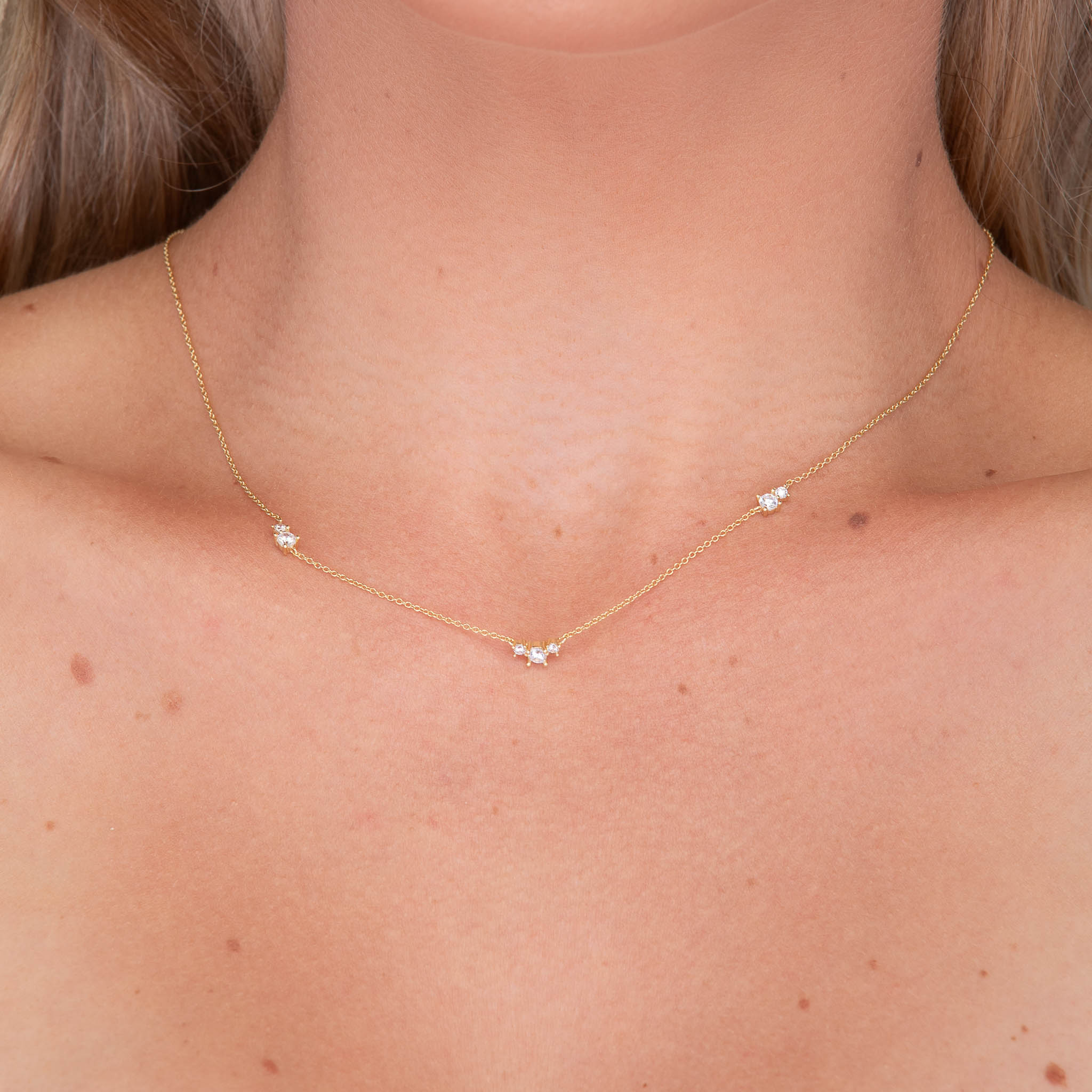 Trio Sapphire Station Chain Necklace - Camile & Stone