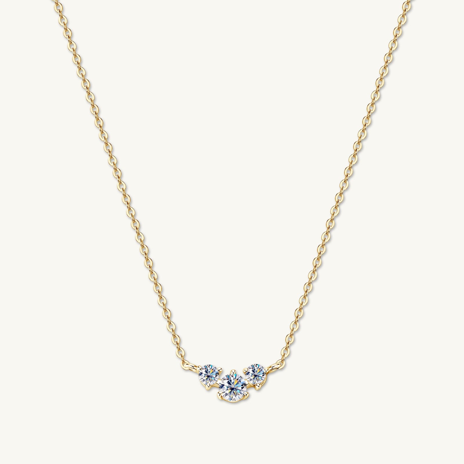 Trio Solitaire Moissanite Necklace - Camile & Stone