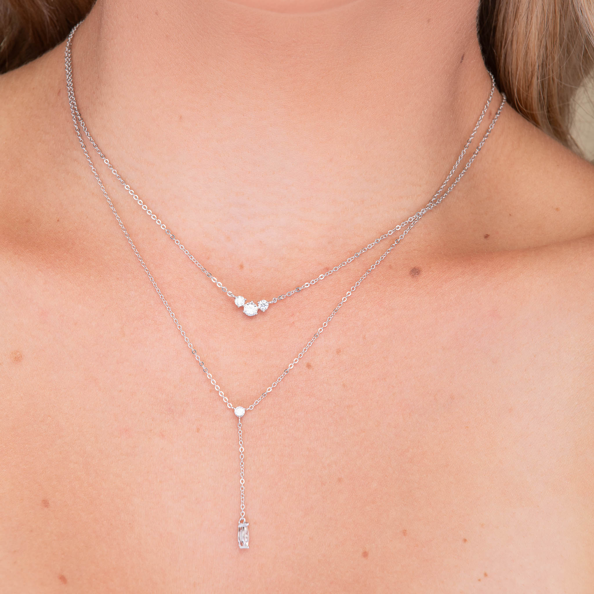 Trio Solitaire Moissanite Necklace - Camile & Stone