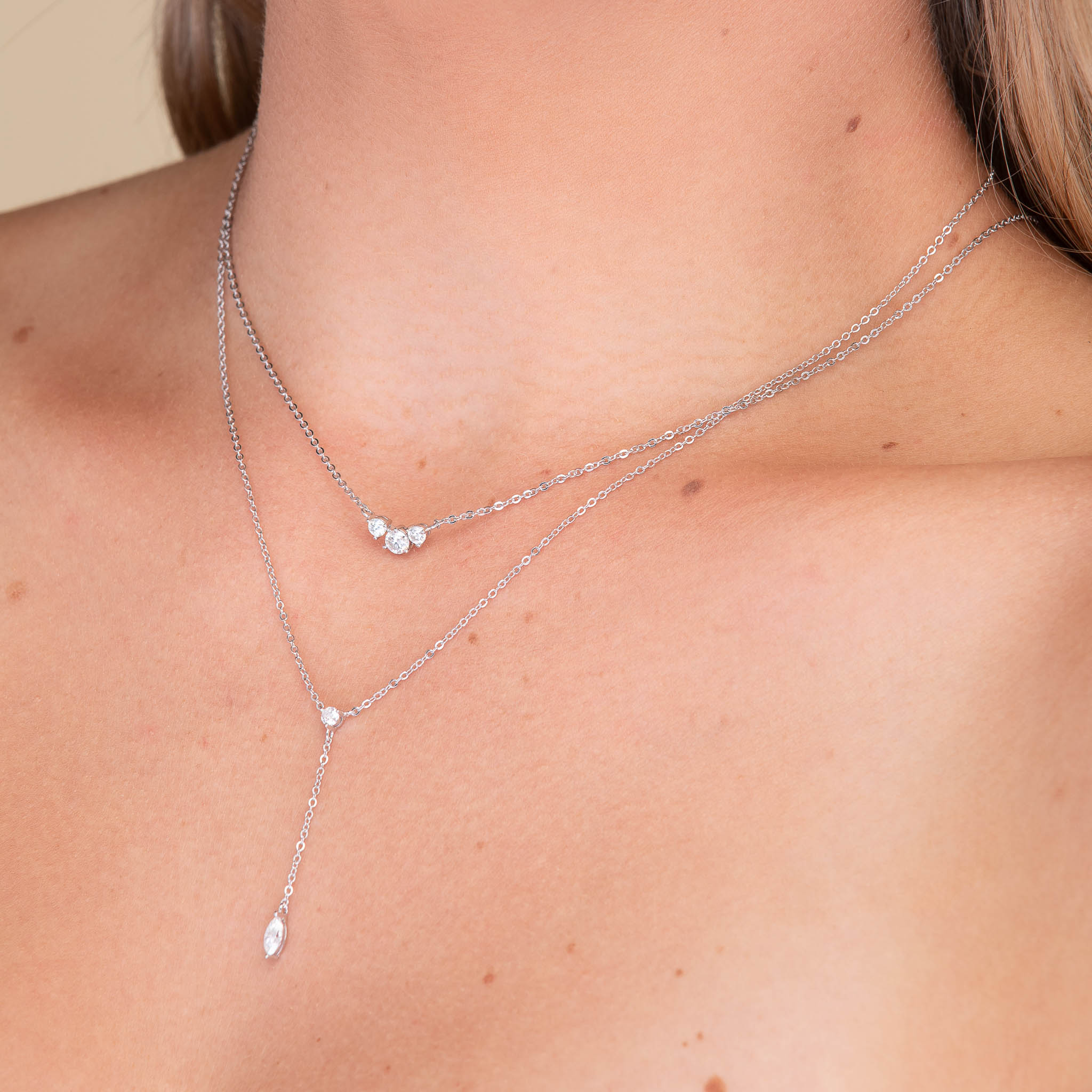 Trio Solitaire Moissanite Necklace - Camile & Stone