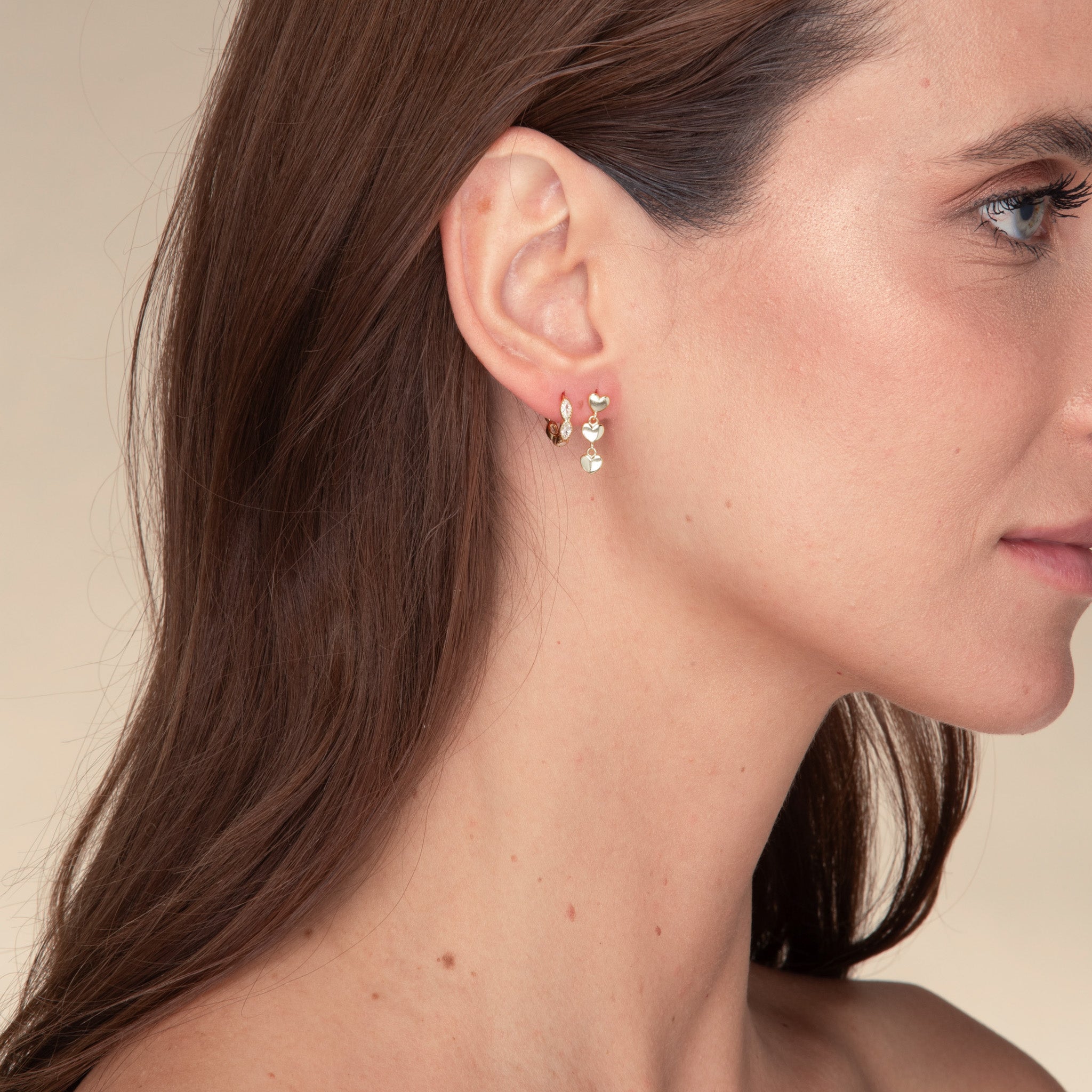 Triple Heart Stud Earrings - Camile & Stone